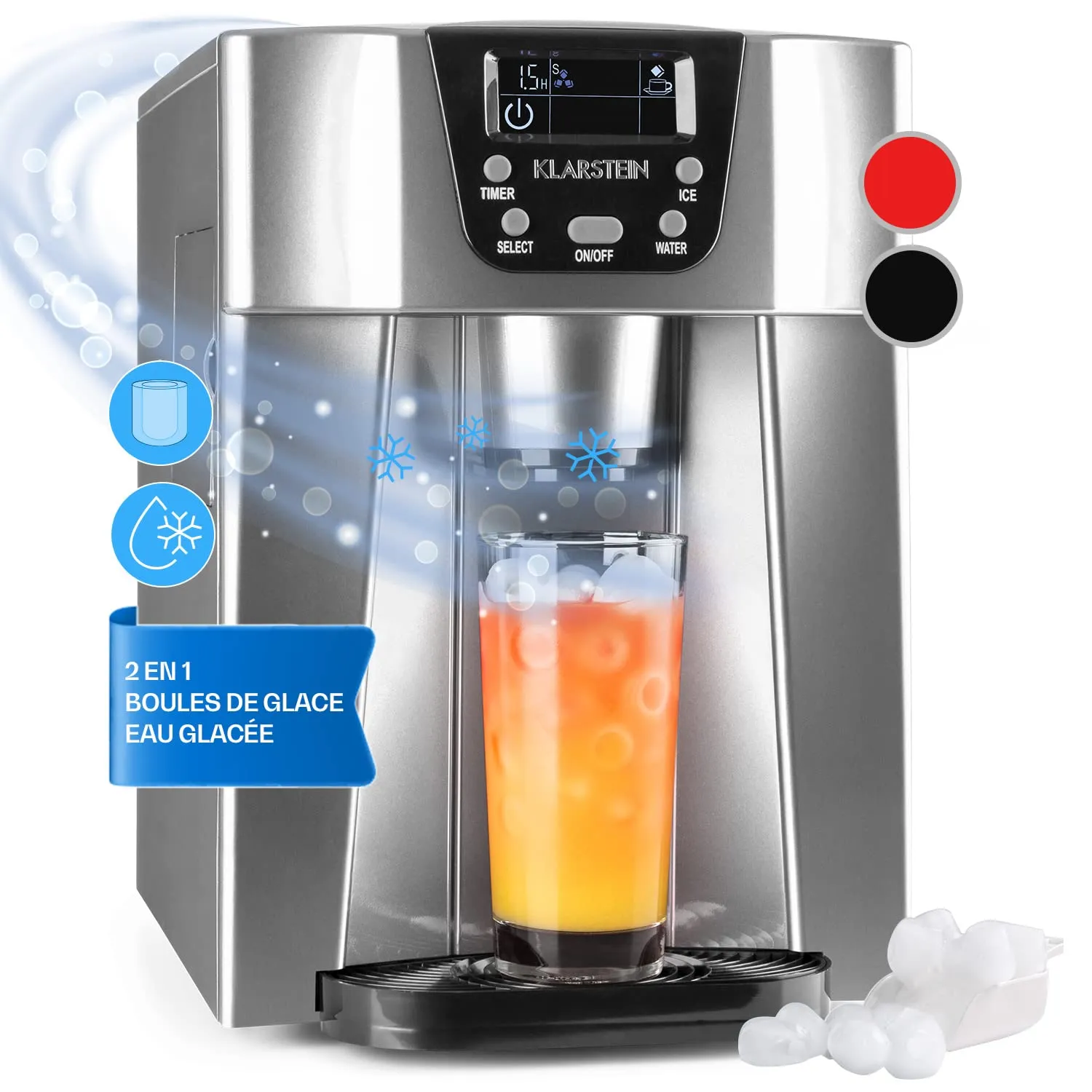 Klarstein Ice Volcano 2G machine à glaçons rouge 2 L 12 kg