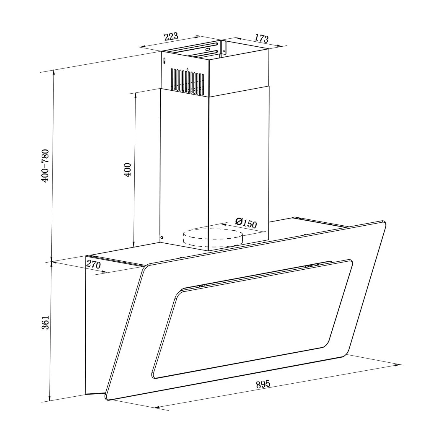 Klarstein Lorea hotte aspirante 90 cm noir LED