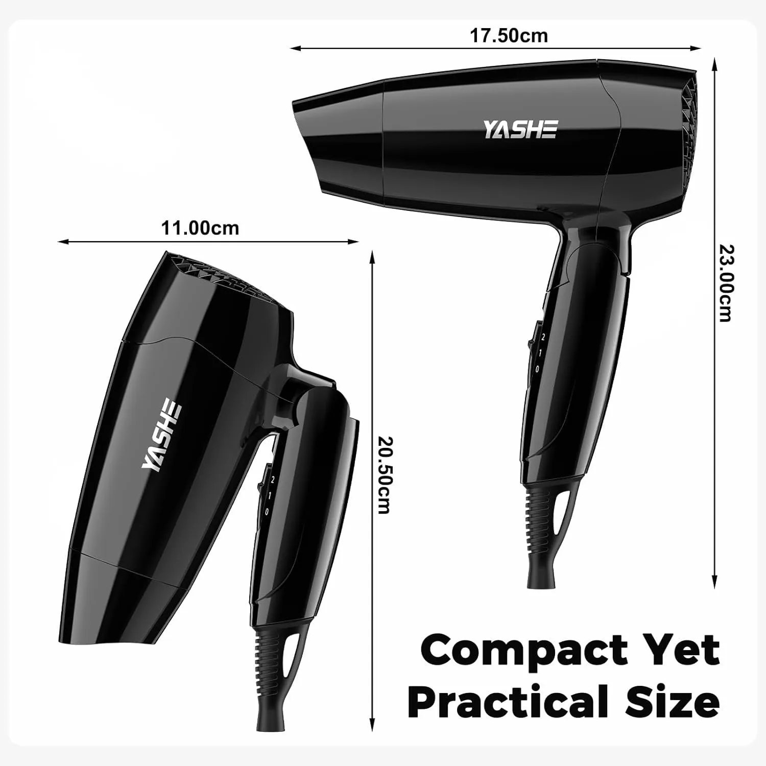 YASHE Mini Sèche-Cheveux Pliable 1200W 2 Modes