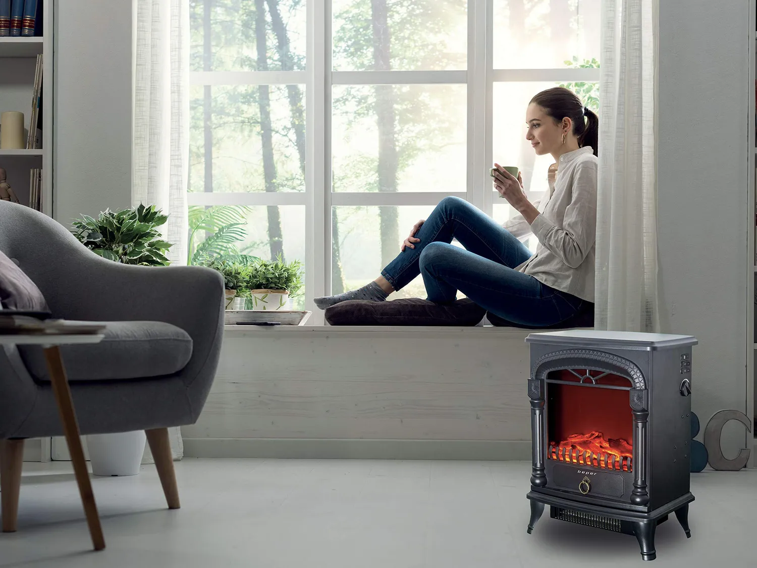 Beper RI.504 cheminée électrique noire 1750 W
