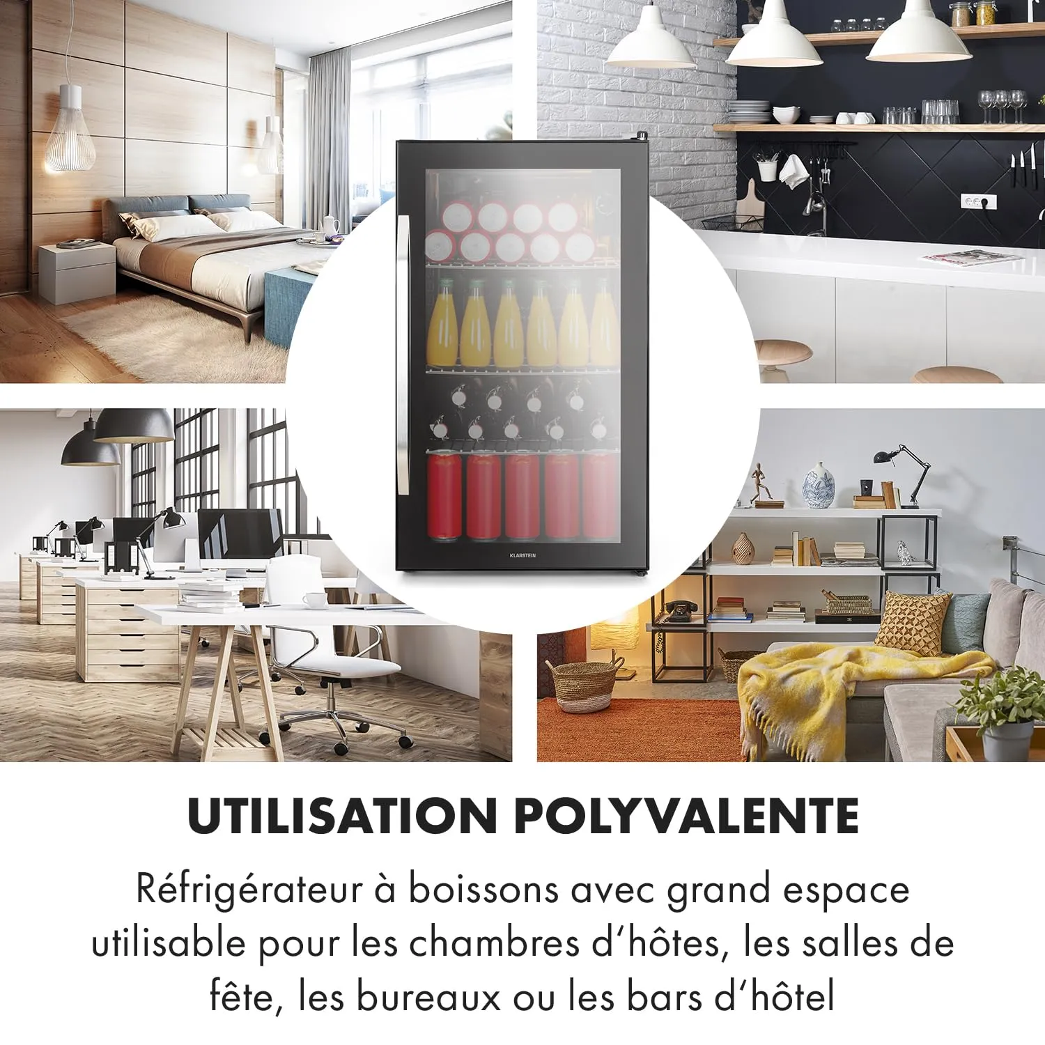 Klarstein mini frigo 80 L noir porte vitrée