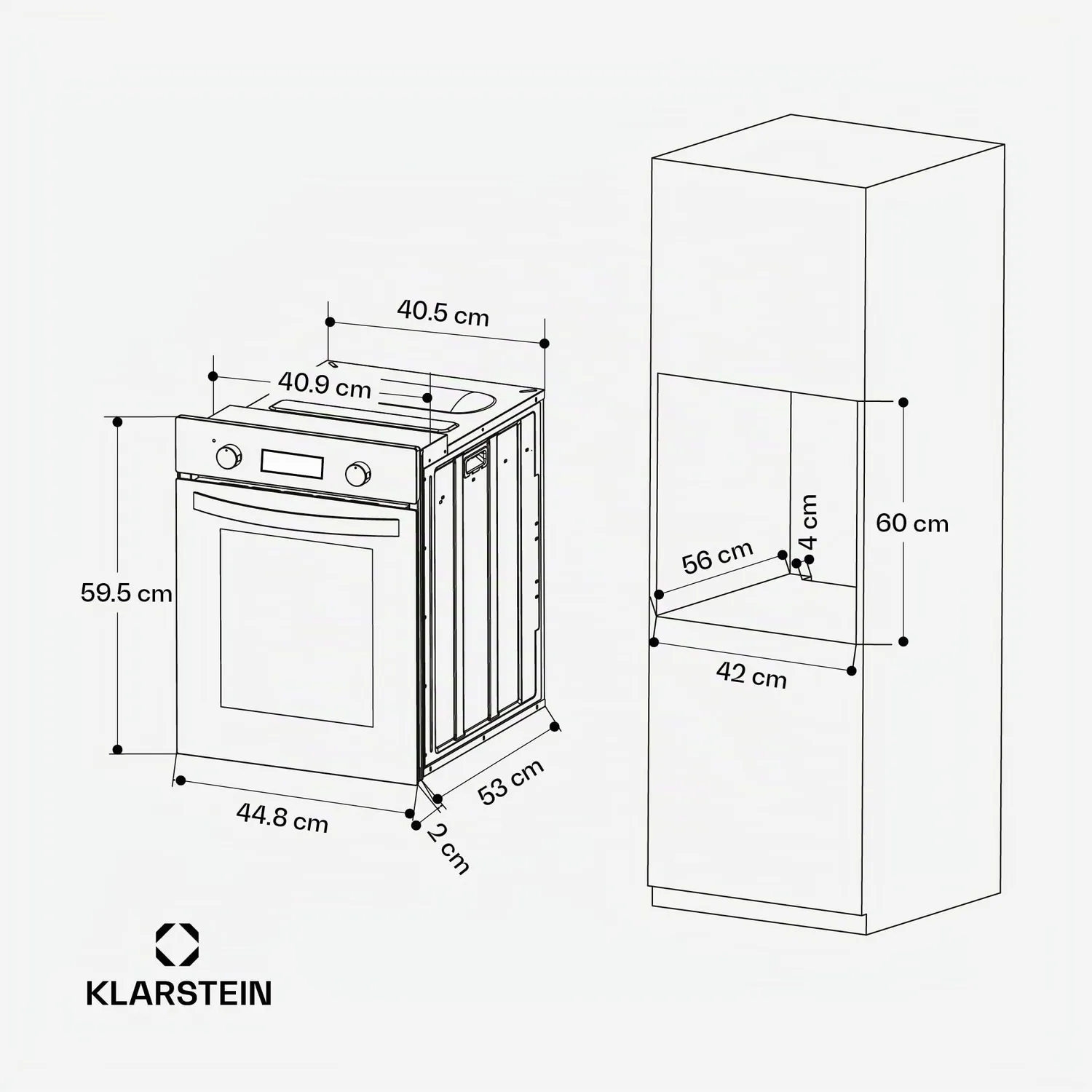 Klarstein Elizabeth Slim 45 four encastrable noir 49 L