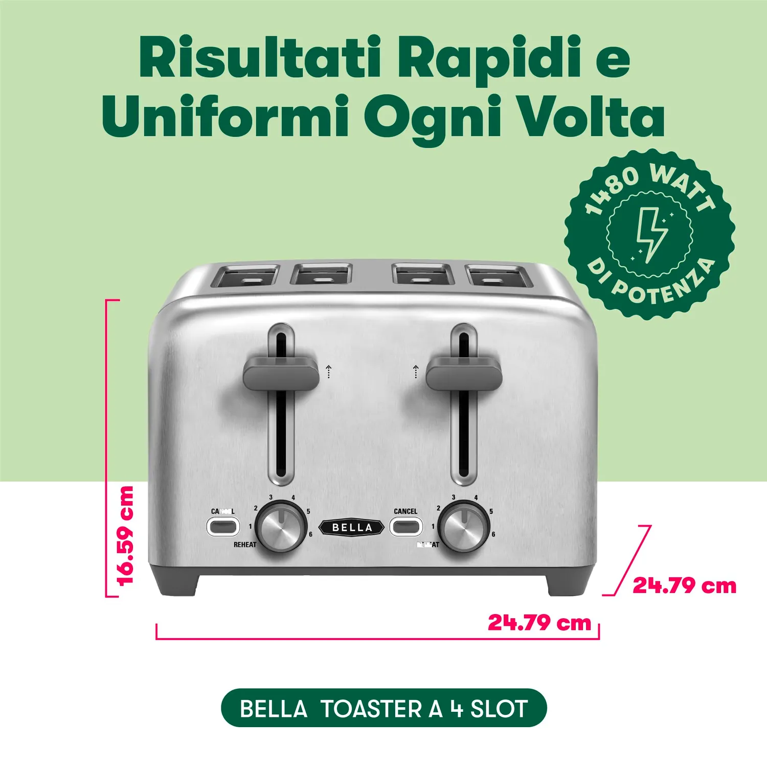 La Bella grille-pain 4 tranches inox extra-large