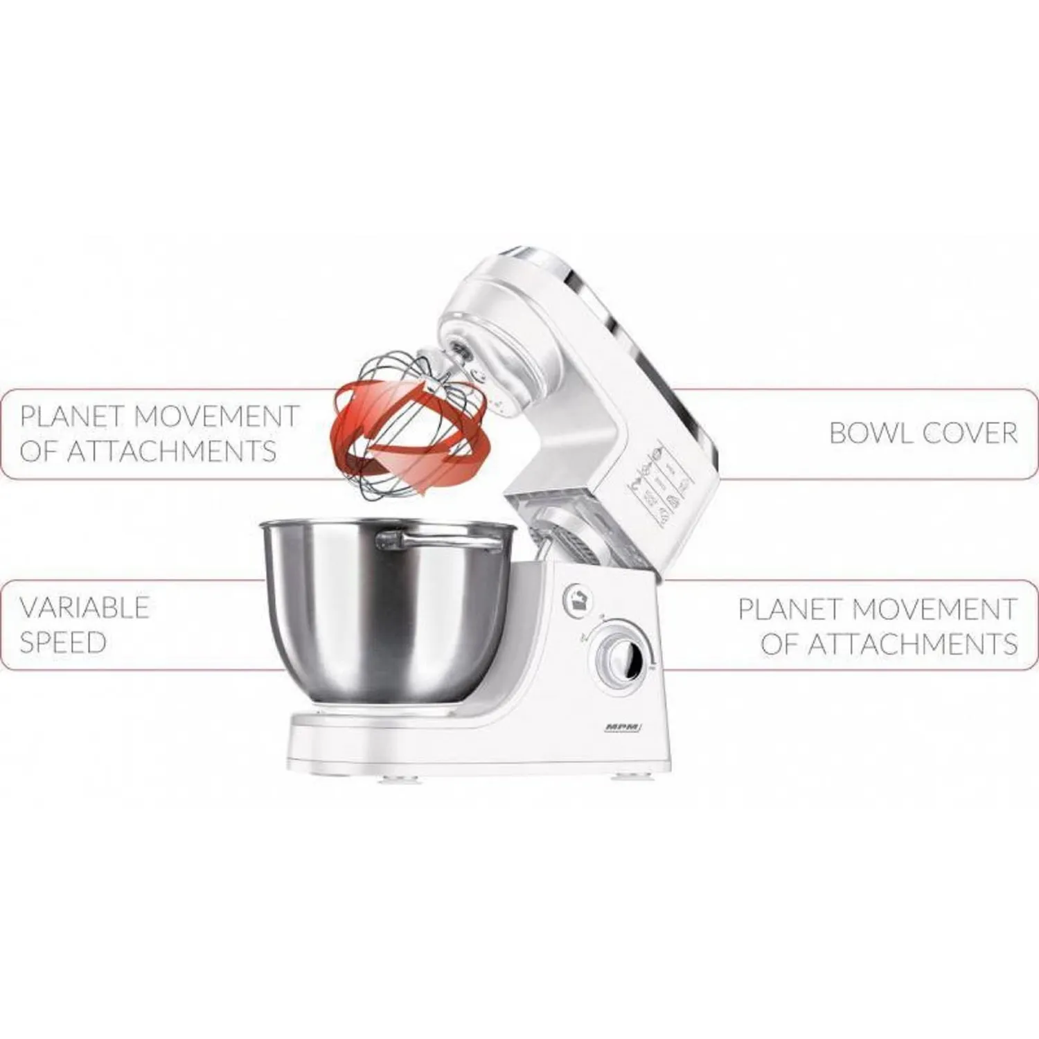 MPM MMR-12 robot pâtissier 4,2 L 1000 W 2 bols