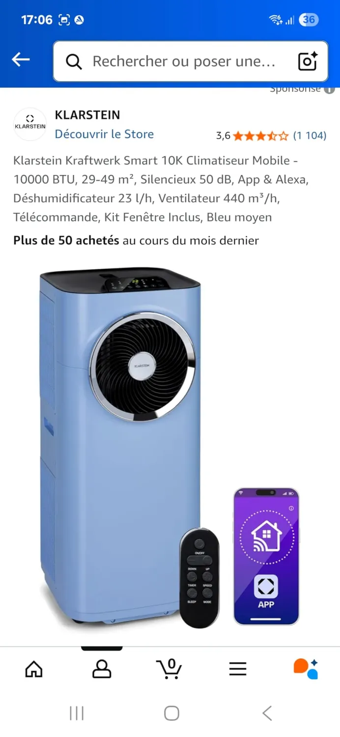 Klarstein Kraftwerk Smart 10K climatiseur mobile anthracite 10000 BTU