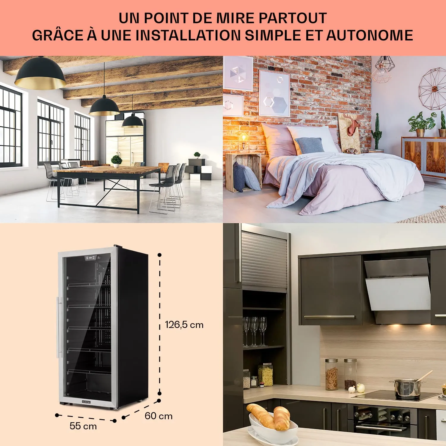 Klarstein mini frigo boissons 242L porte vitrée