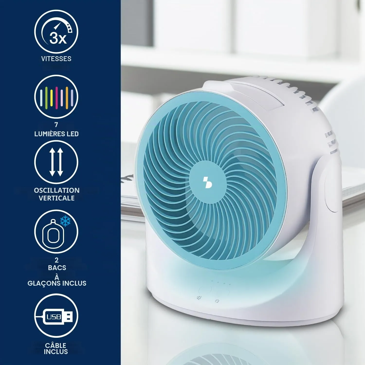 Beper P206RAF202 mini ventilateur USB LED 3 vitesses
