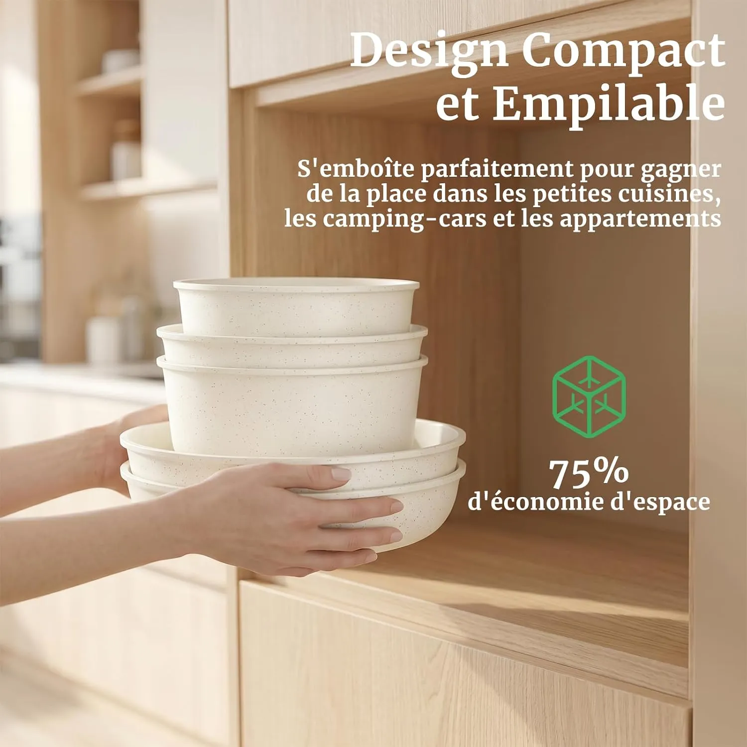 YASHE Set 20 Pièces Poêles Casseroles Antiadhésives Noir Granit