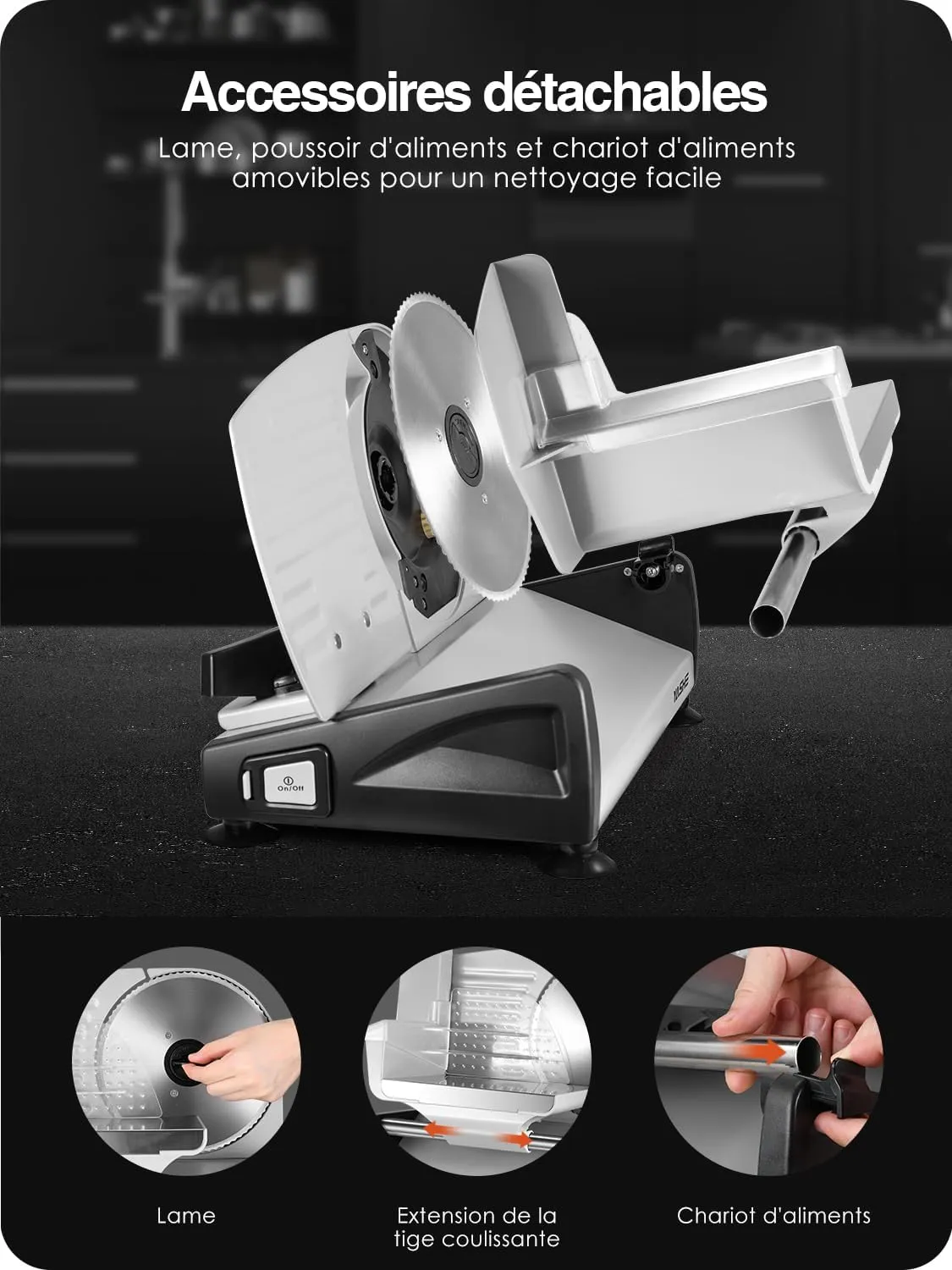 YASHE trancheuse électrique 250 W 2 lames 0-15 mm