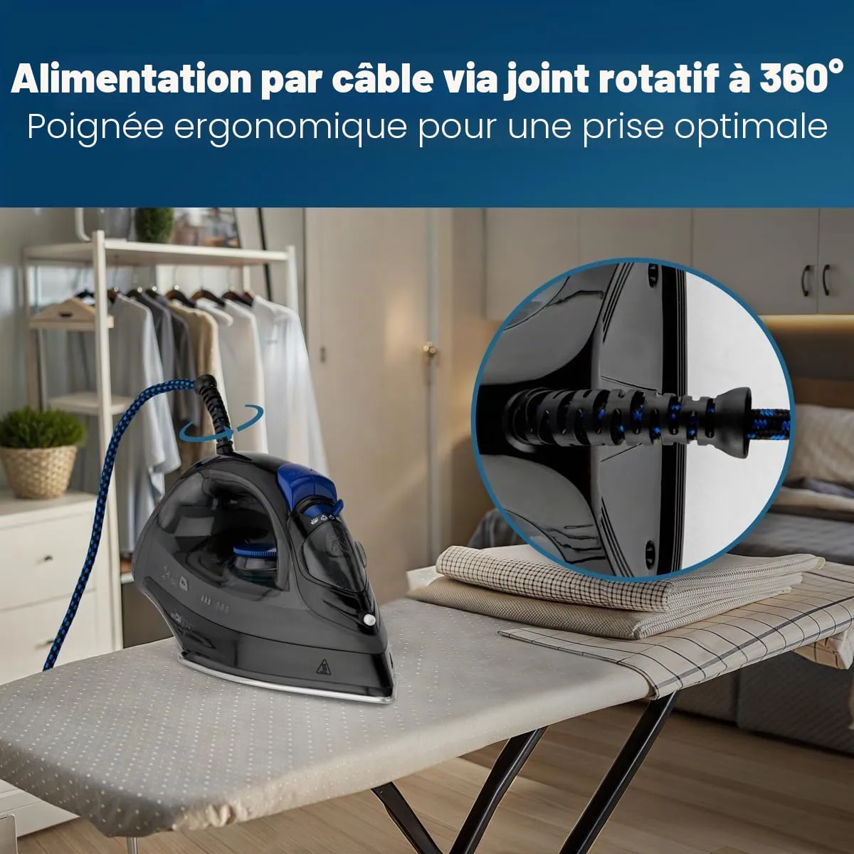 Clatronic DB 3703 fer à repasser vapeur noir bleu