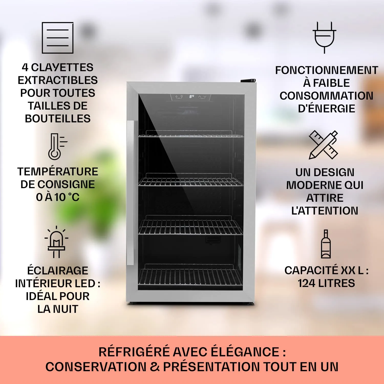 Klarstein Beersafe réfrigérateur boissons 124 L argent-noir vitré