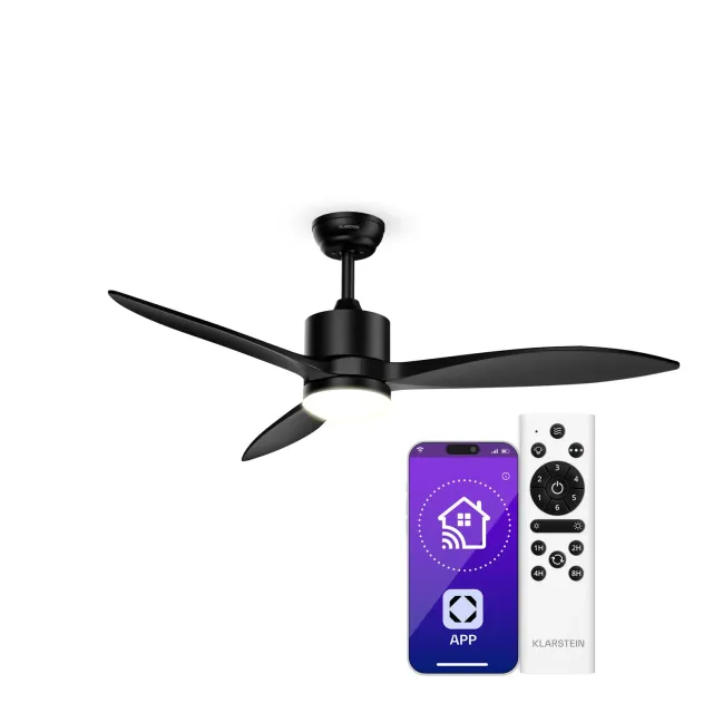Klarstein SkyBreeze ventilateur plafond 132cm noir