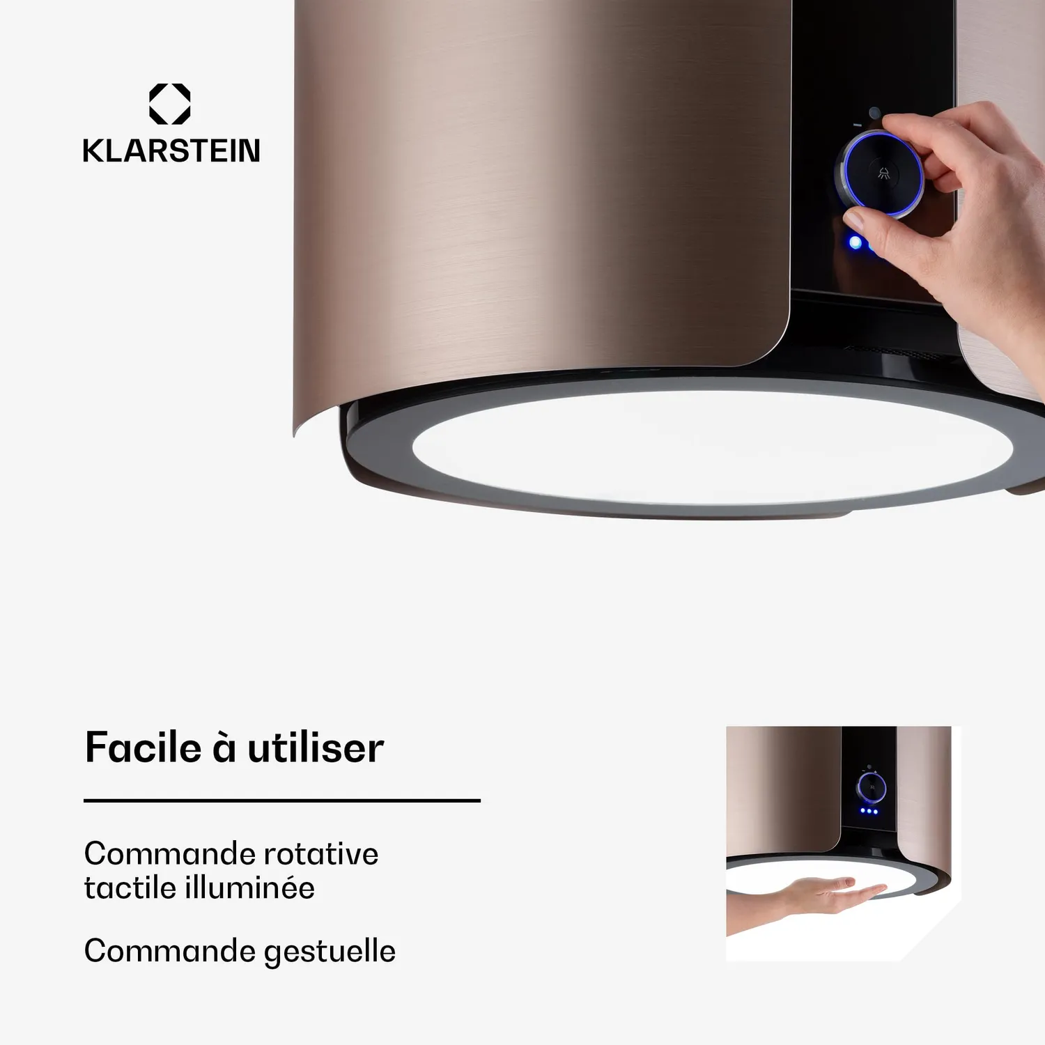 Klarstein Skyfall Hotte Îlot Suspendue Rose Gold 413 m³/h