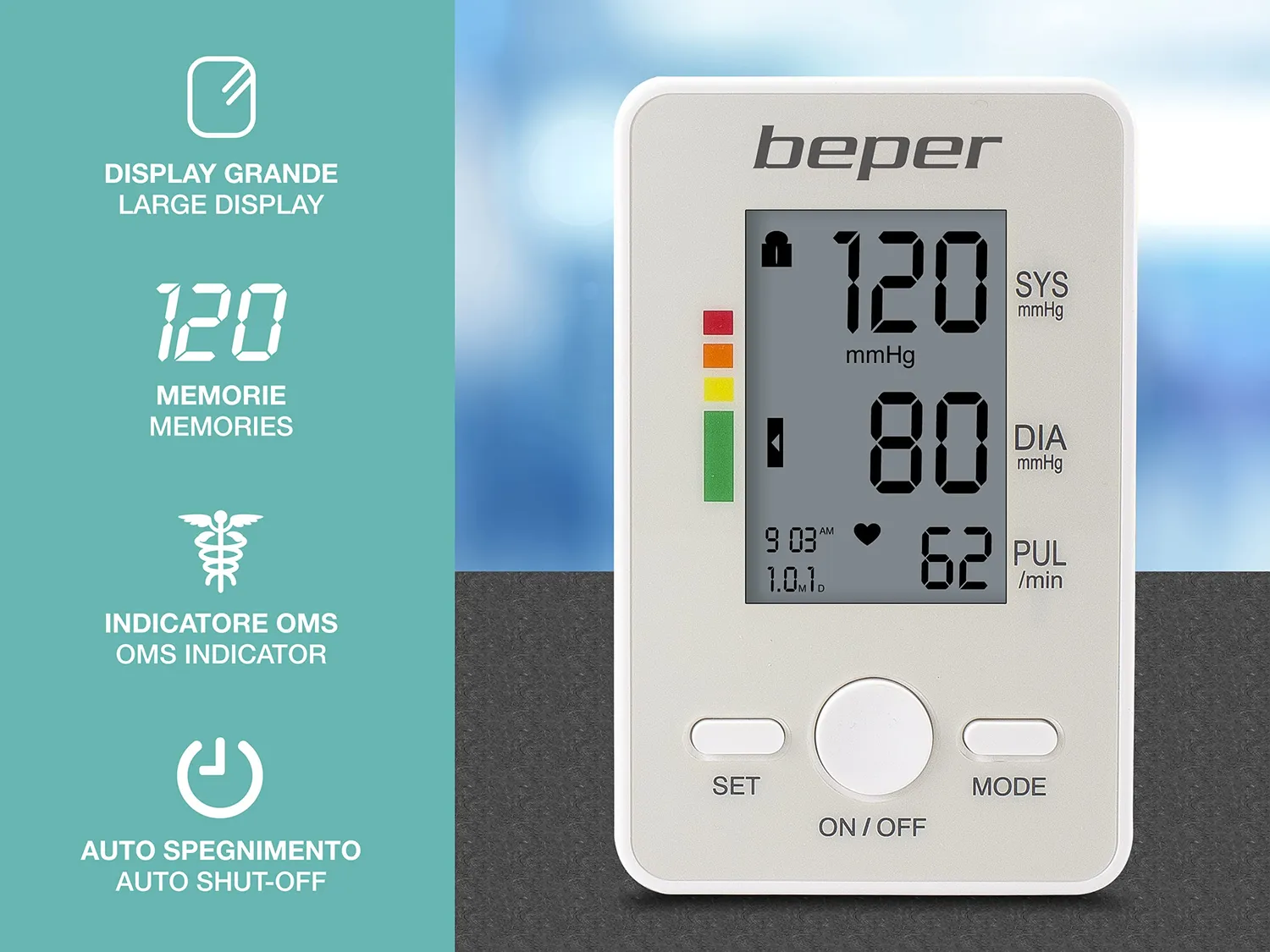 Beper tensiomètre bras automatique 120 mémoires blanc