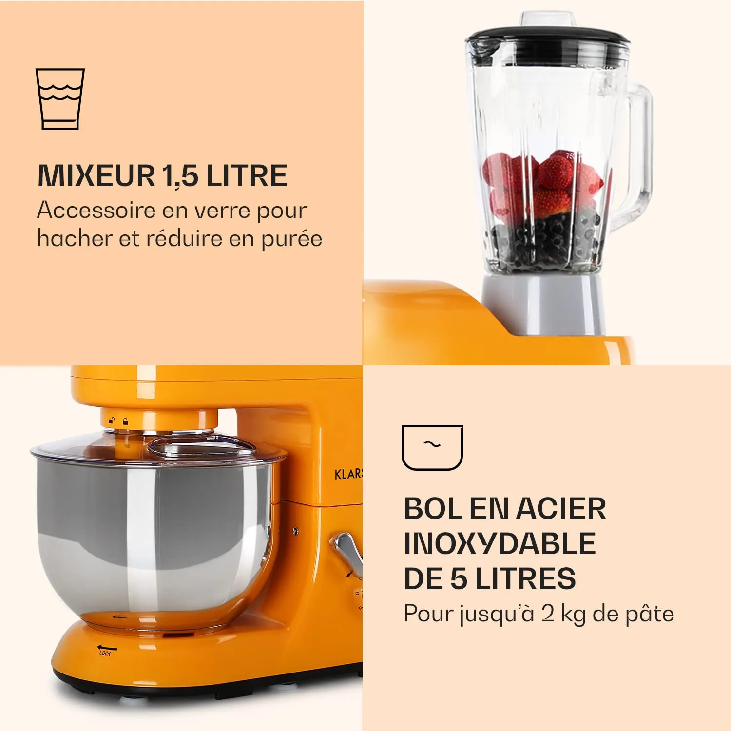 Klarstein Lucia robot cuisine orange 1200W 5L