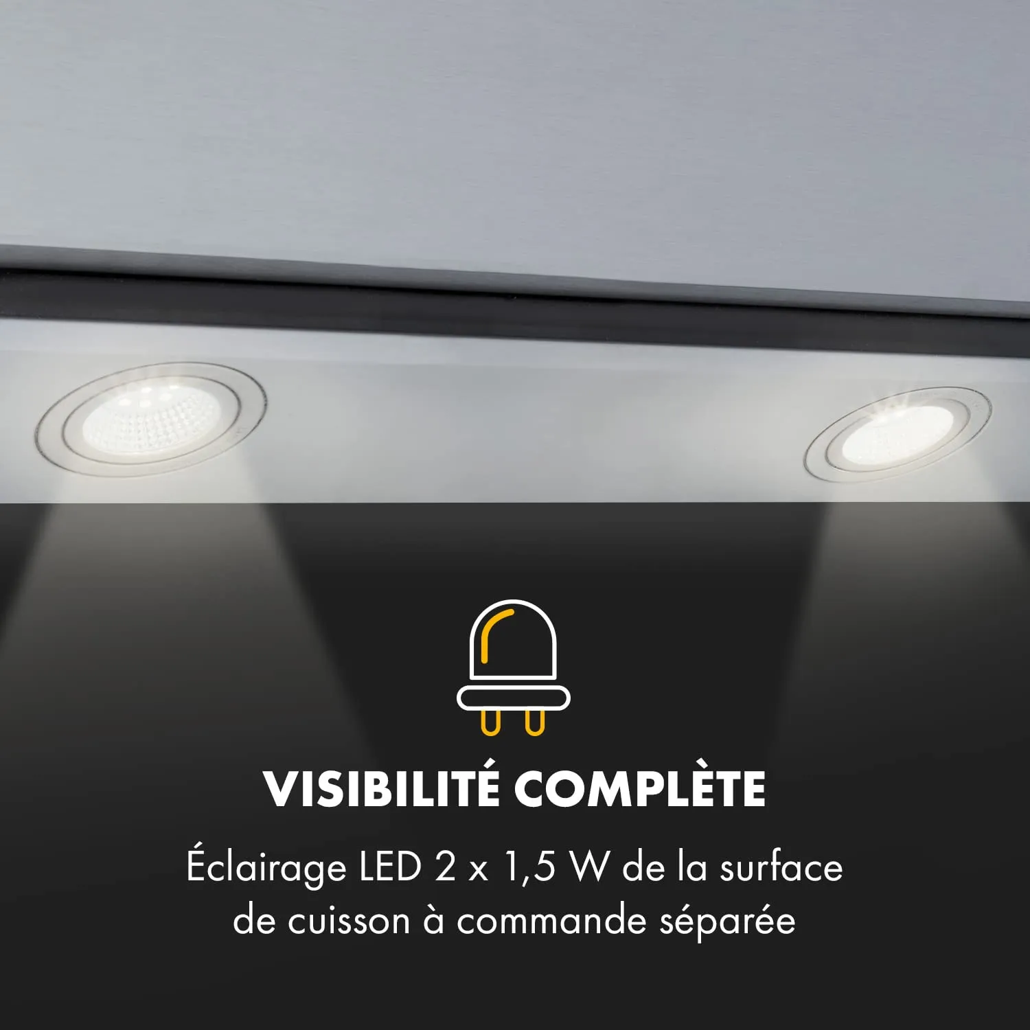 Klarstein Balzac 80cm hotte aspirante argent 610 m3/h