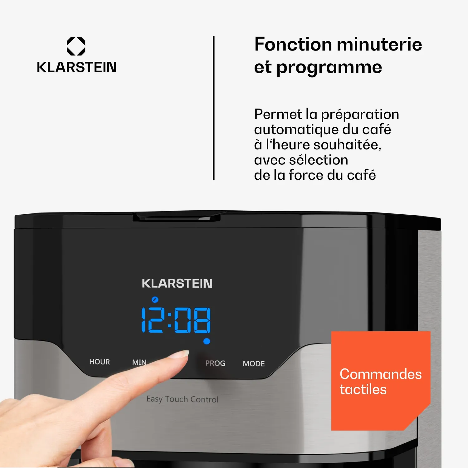 Klarstein cafetière filtre 1,2 L argent 800 W programmable