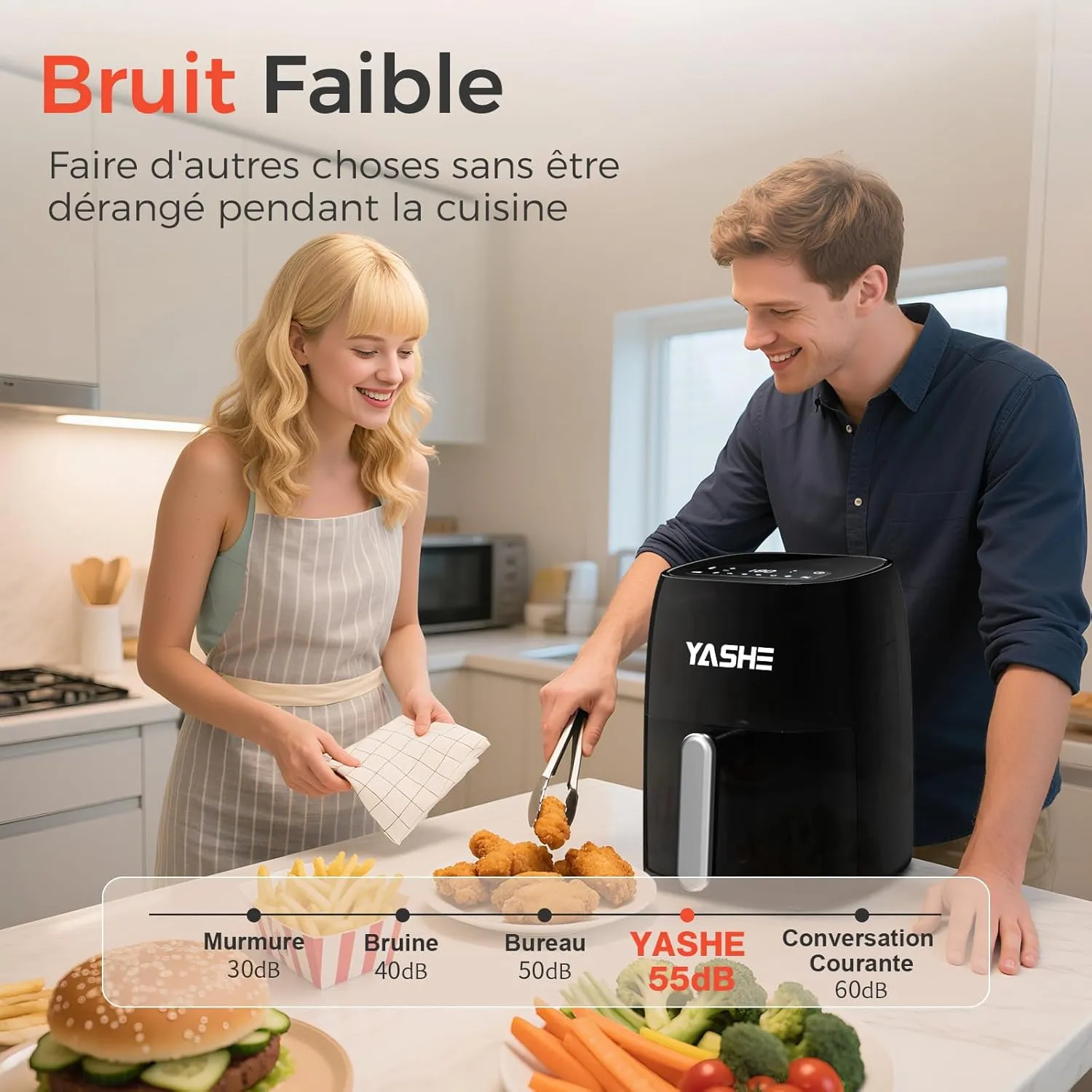 YASHE Air Fryer 4,2 L friteuse sans huile 6 programmes