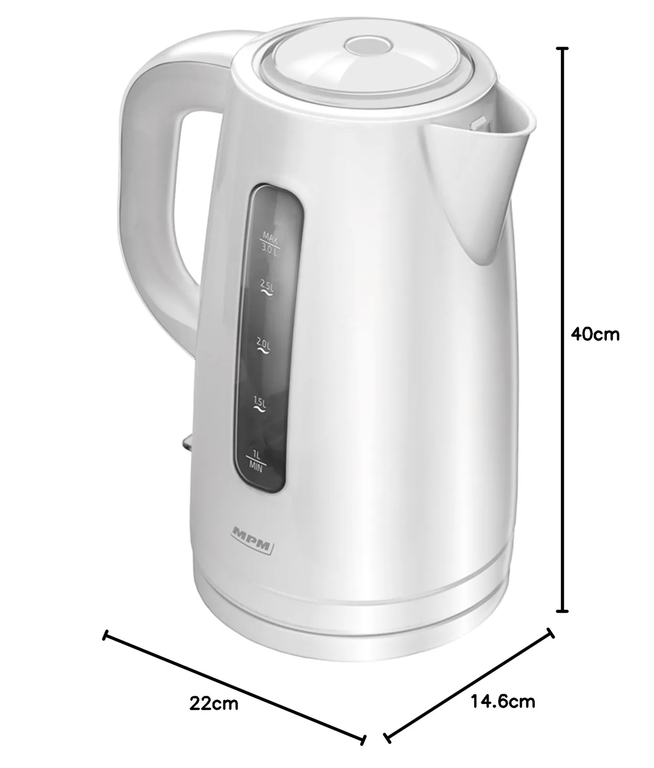 MPM MCZ-101 bouilloire électrique 3 L blanche 2200 W