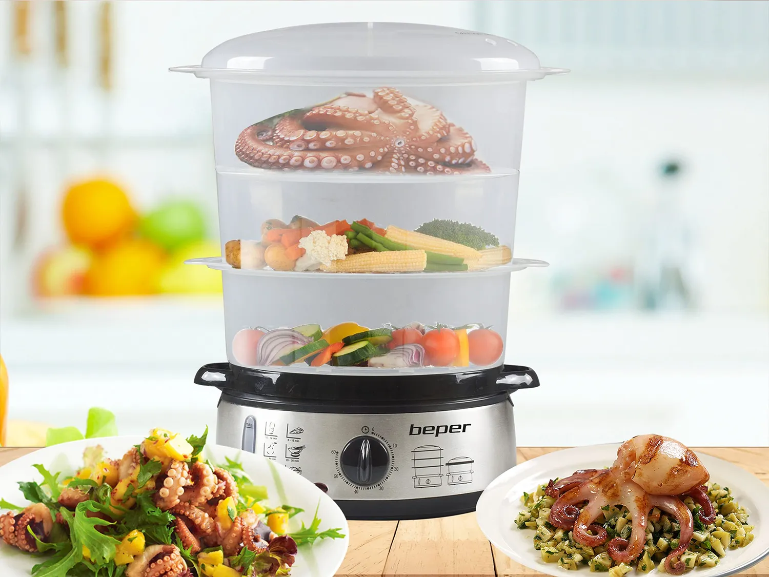 Beper BC.250 cuiseur vapeur 9 L noir sans BPA