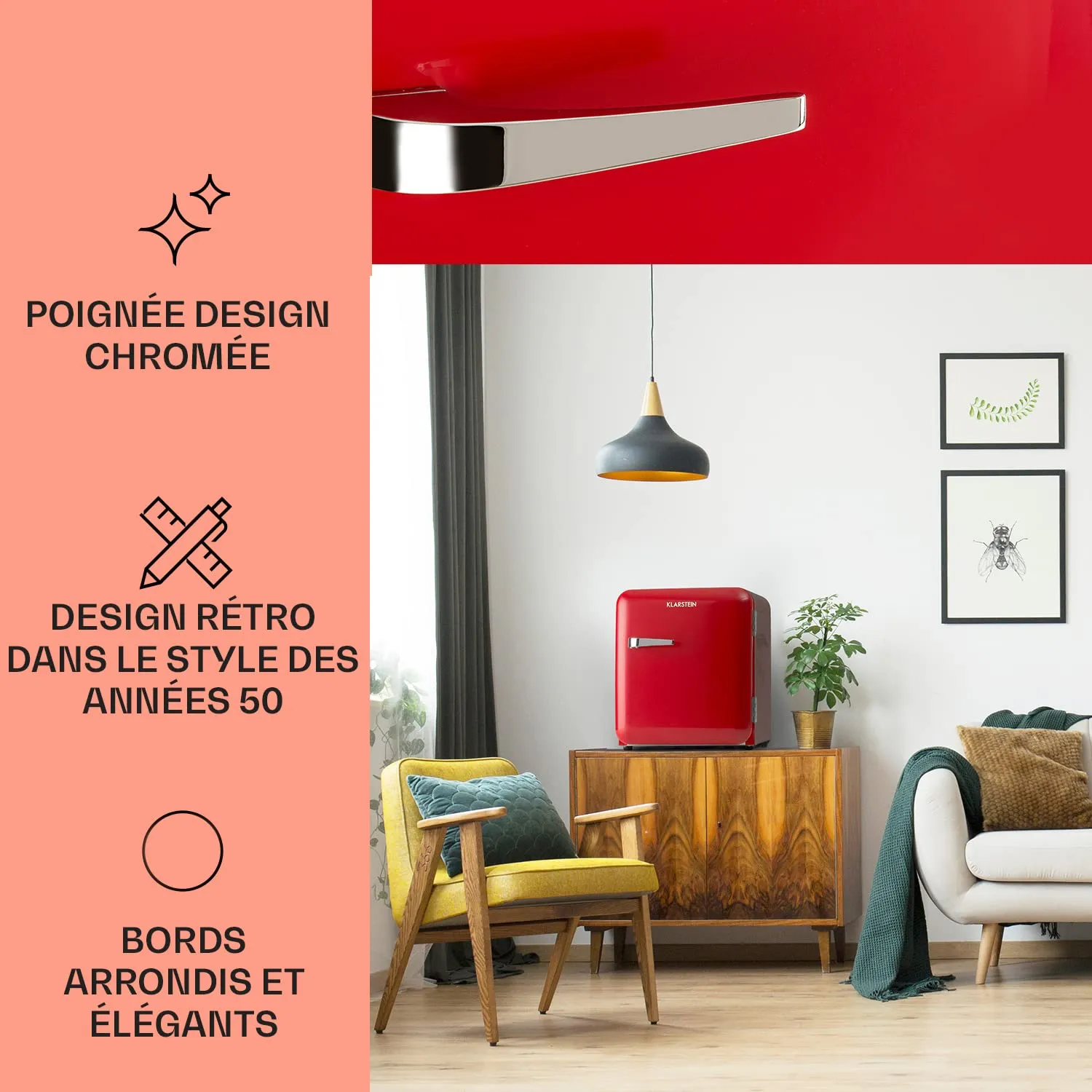 Klarstein Audrey Mini réfrigérateur 48 L rouge rétro