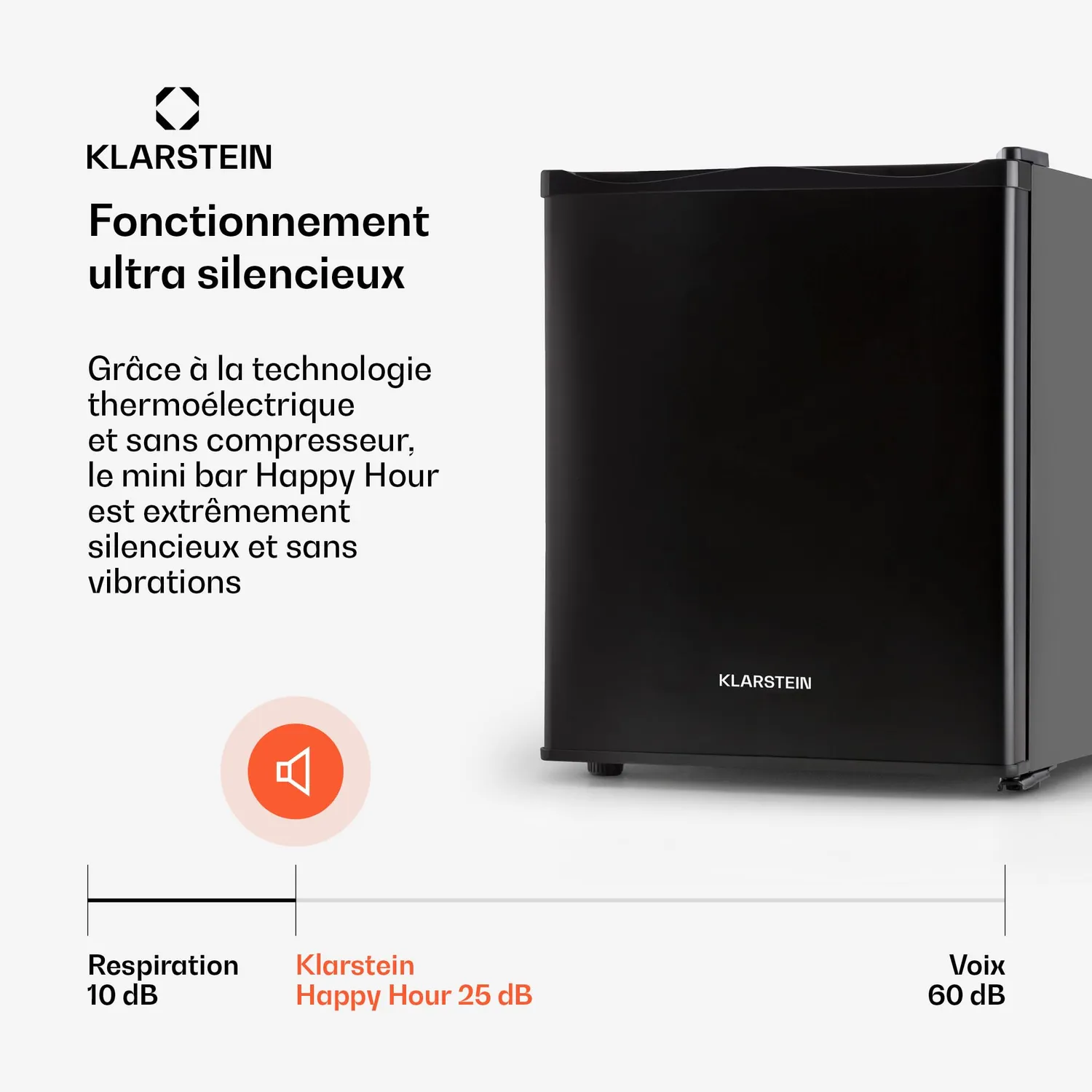 Klarstein Mini Frigo 30 L Noir silencieux 5-15°C