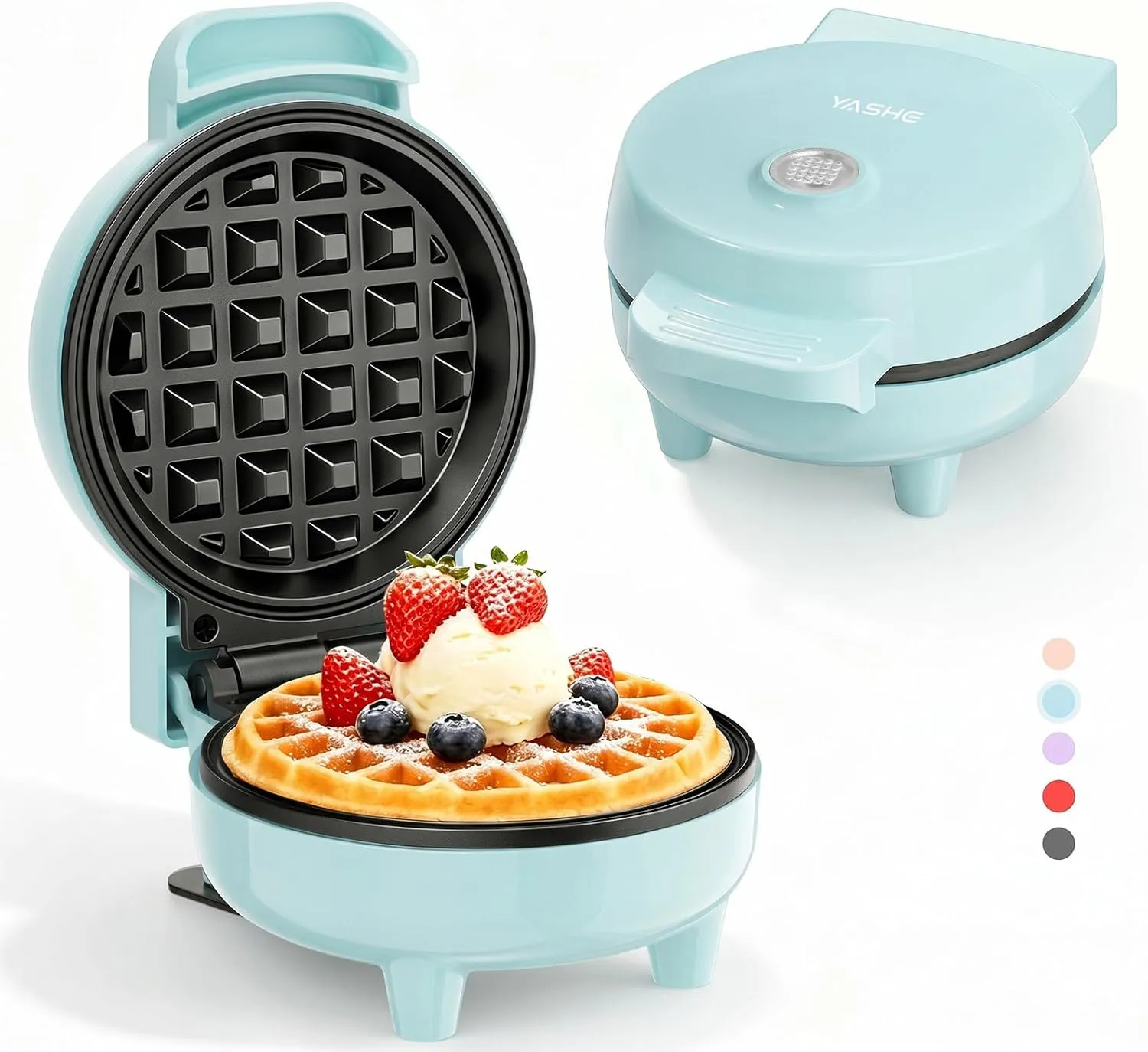 YASHE Mini Gaufrier rouge gaufrier 550W 10 cm antiadhésif