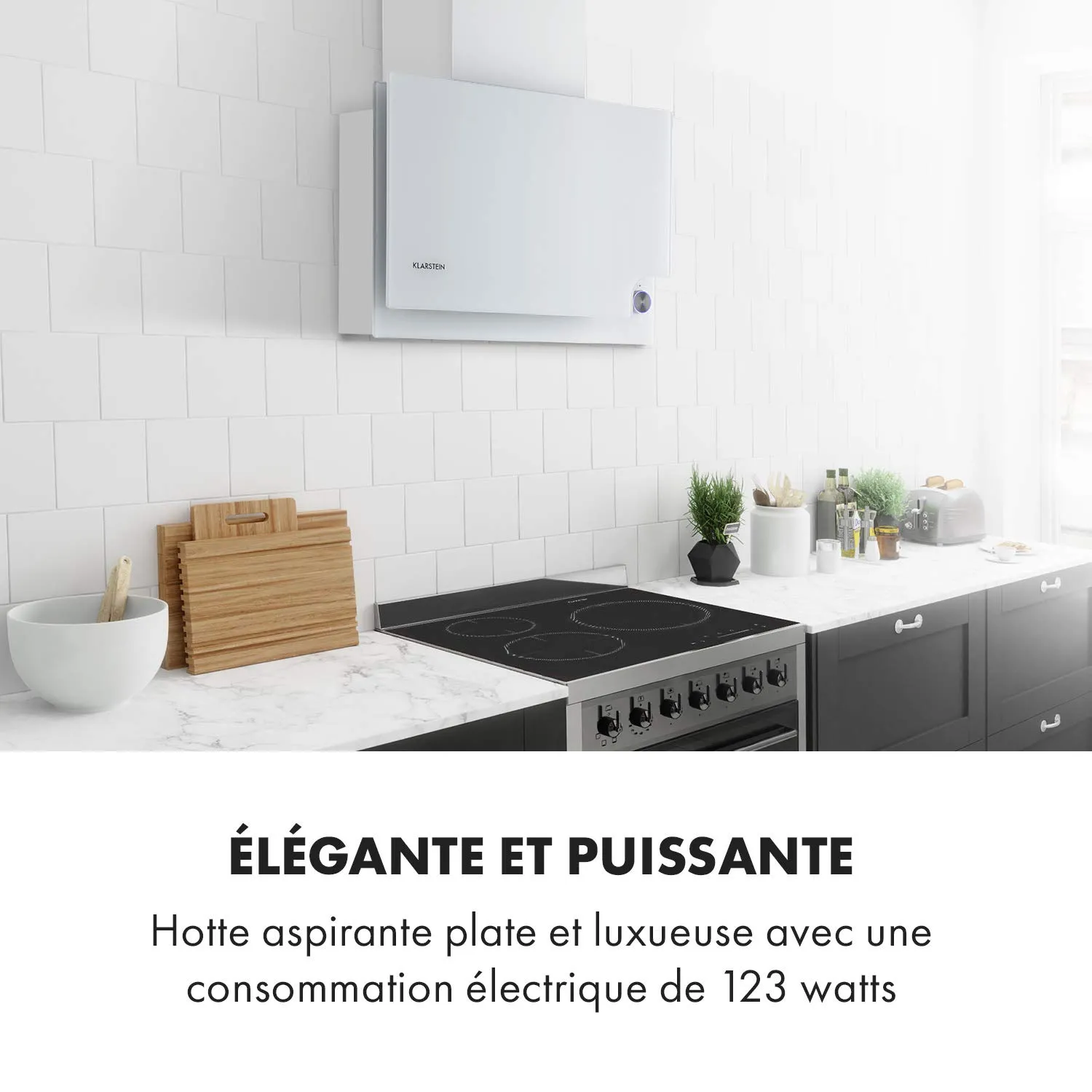 Klarstein Amelia hotte inclinée 60 cm blanc 586 m3/h