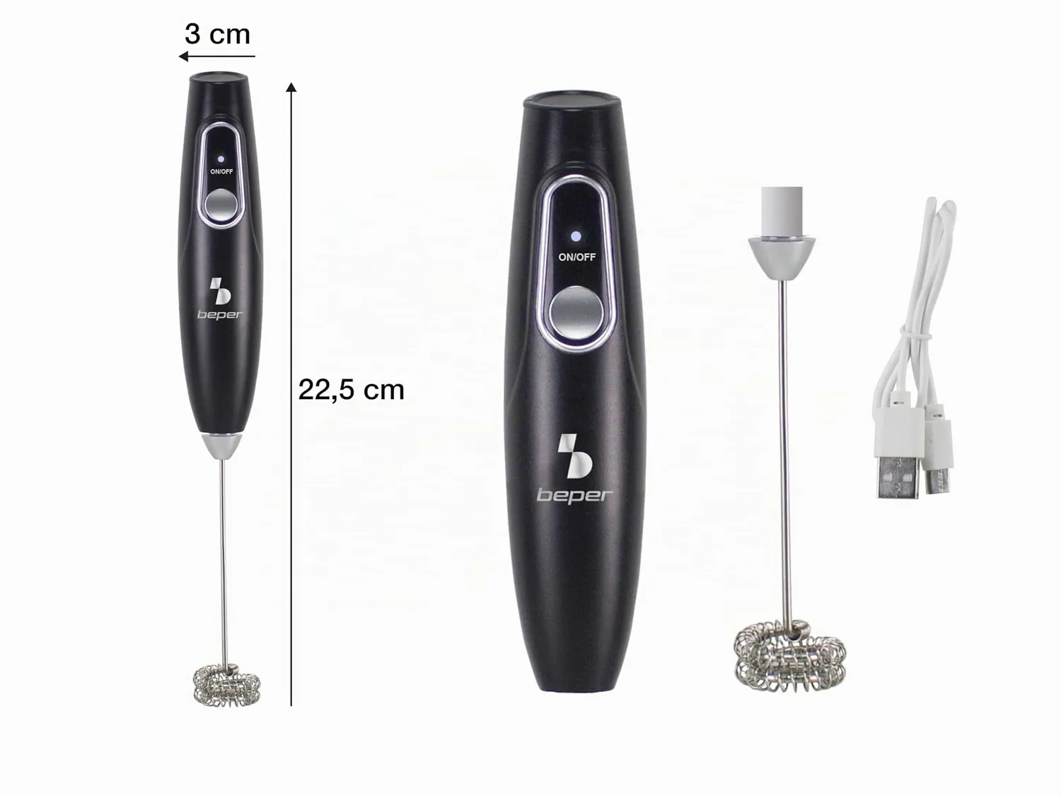 Beper P102SBA009 mousseur à lait rechargeable USB 40 min