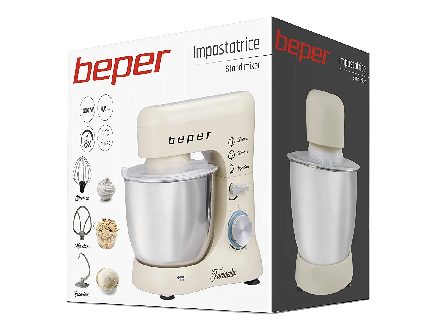 Beper BP.200 robot pâtissier 4,5 L 1000 W crème