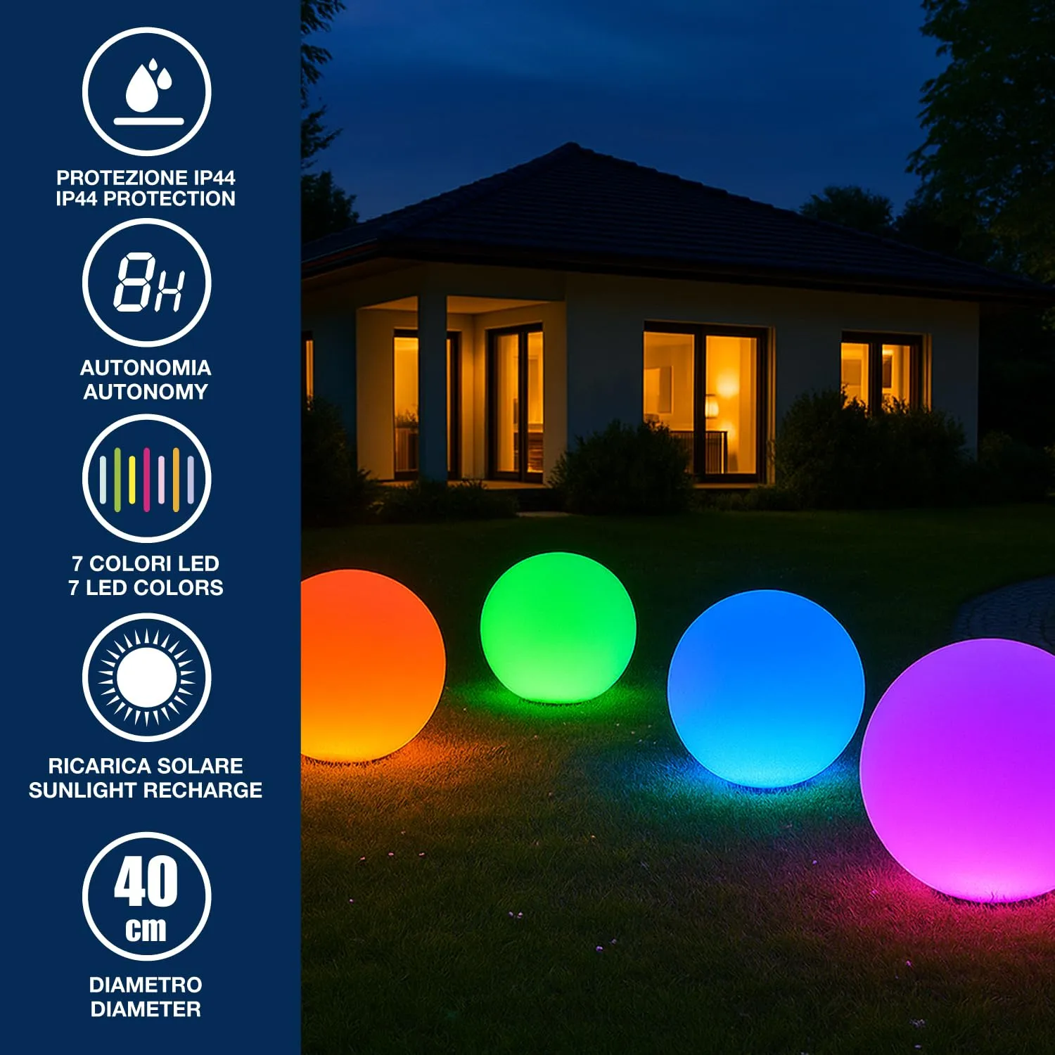 Beper P207ILO226 boule lumineuse jardin solaire 40 cm