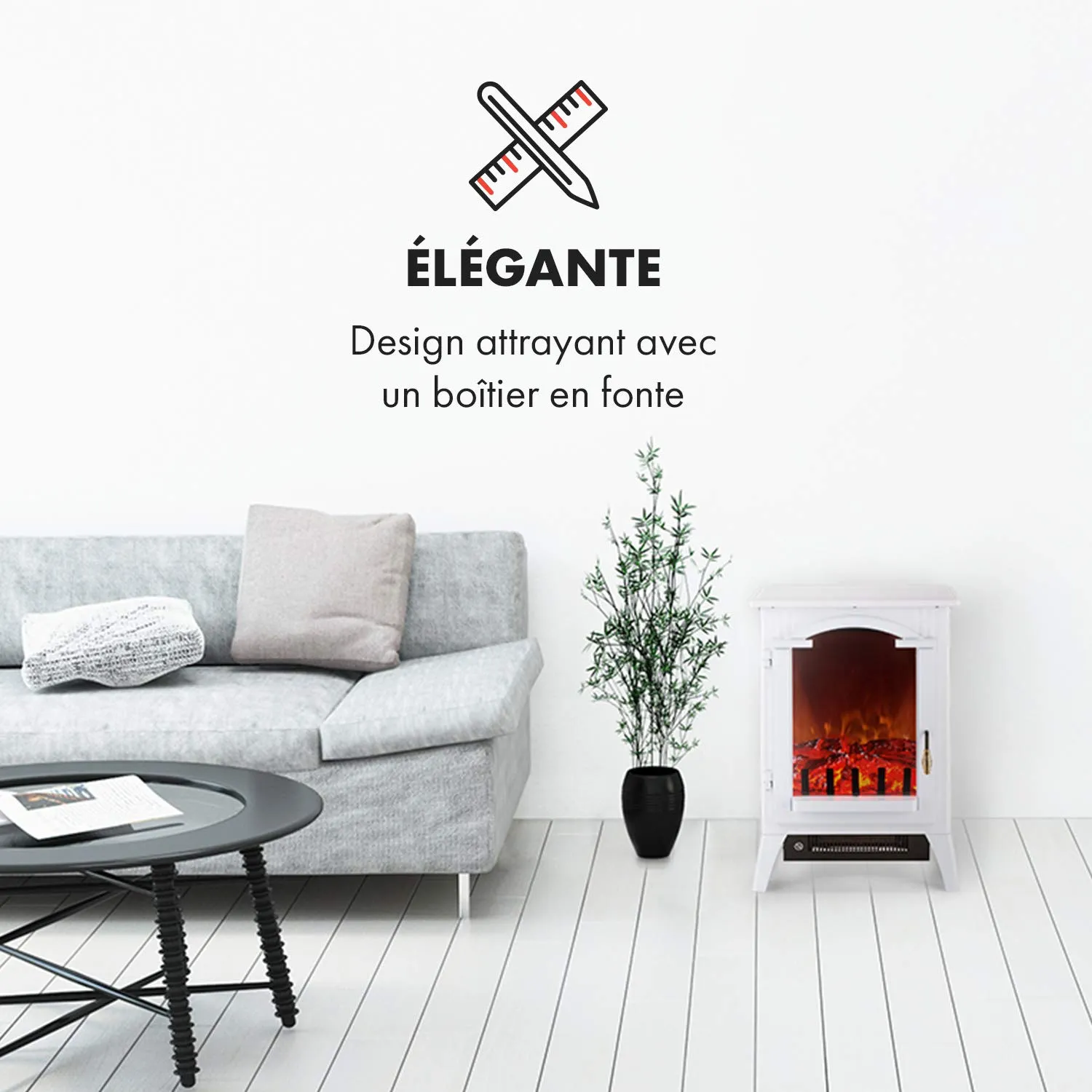 Klarstein Graz cheminée électrique blanche 2000 W