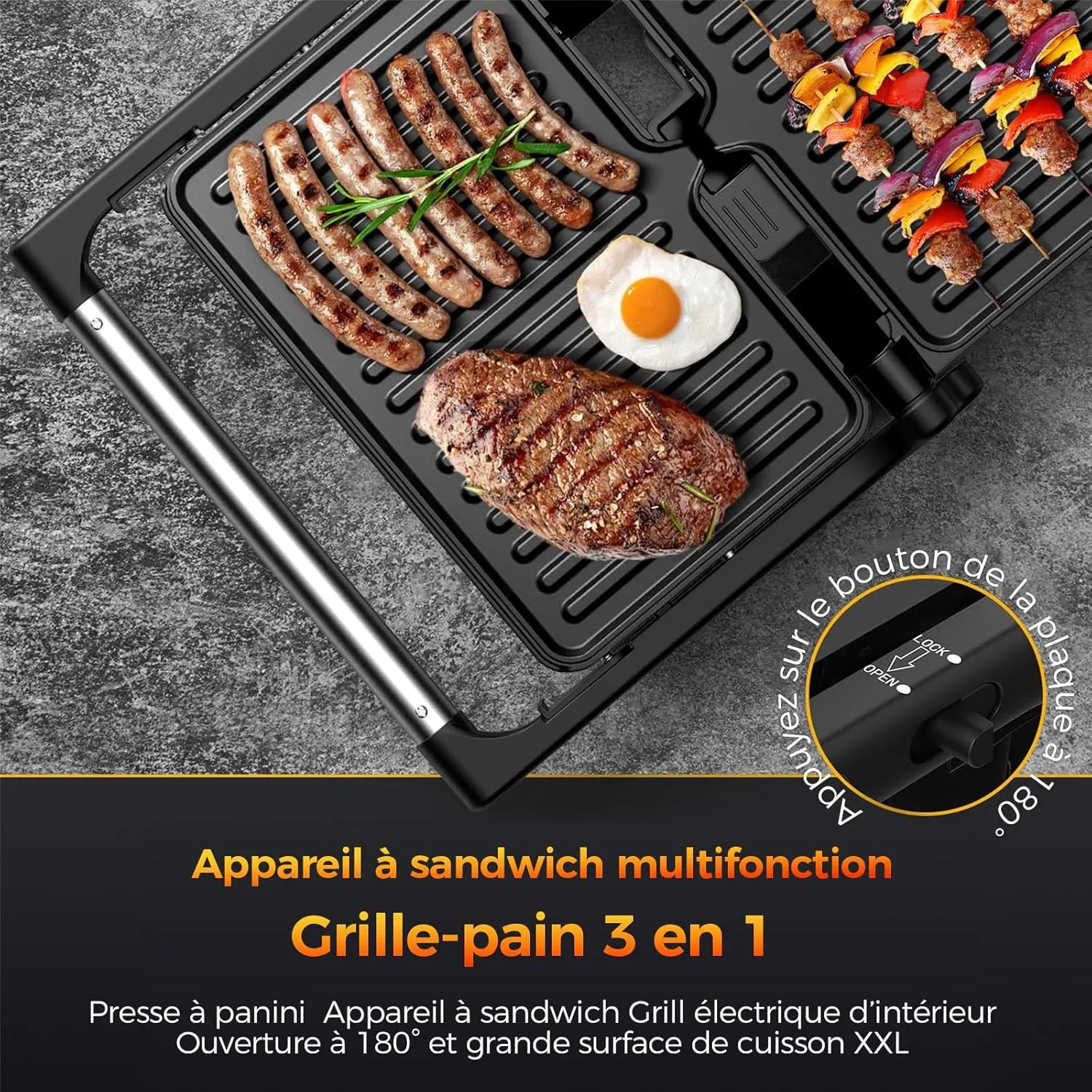YASHE 1500W appareil croque-monsieur panini grill