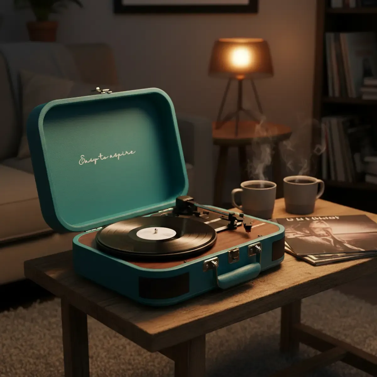 Prixton VC600 platine vinyle bleue avec enceintes
