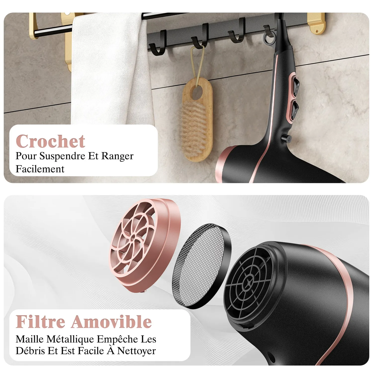 YASHE Sèche-Cheveux Pro 2000W 2 Vitesses Air Froid