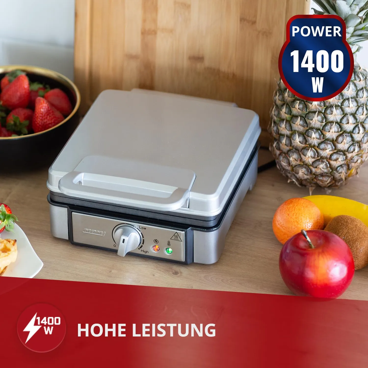 MPM MGO13 gaufrier belge 2 gaufres inox 1400 W réglable