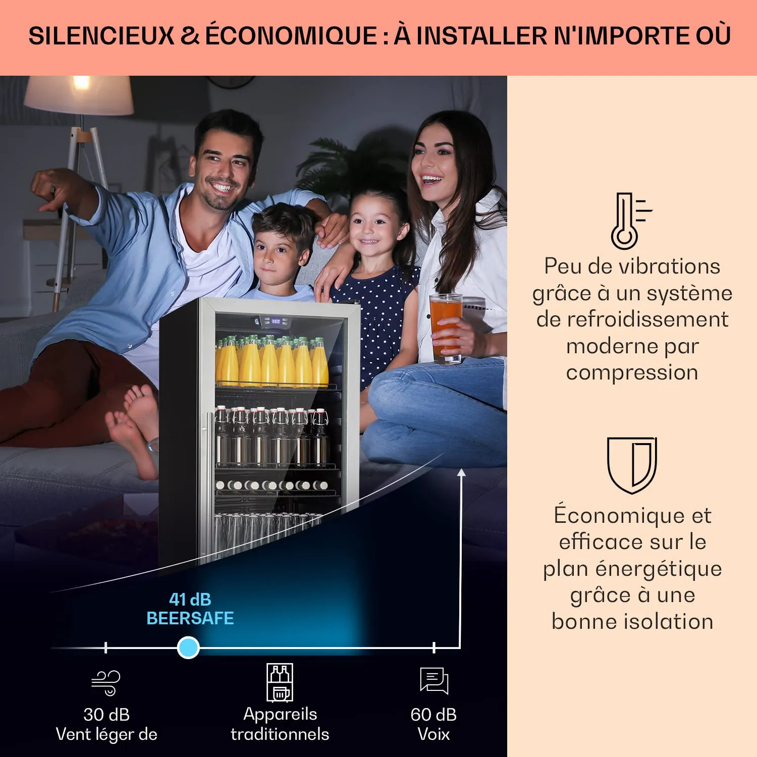 Klarstein mini frigo boissons 242L porte vitrée