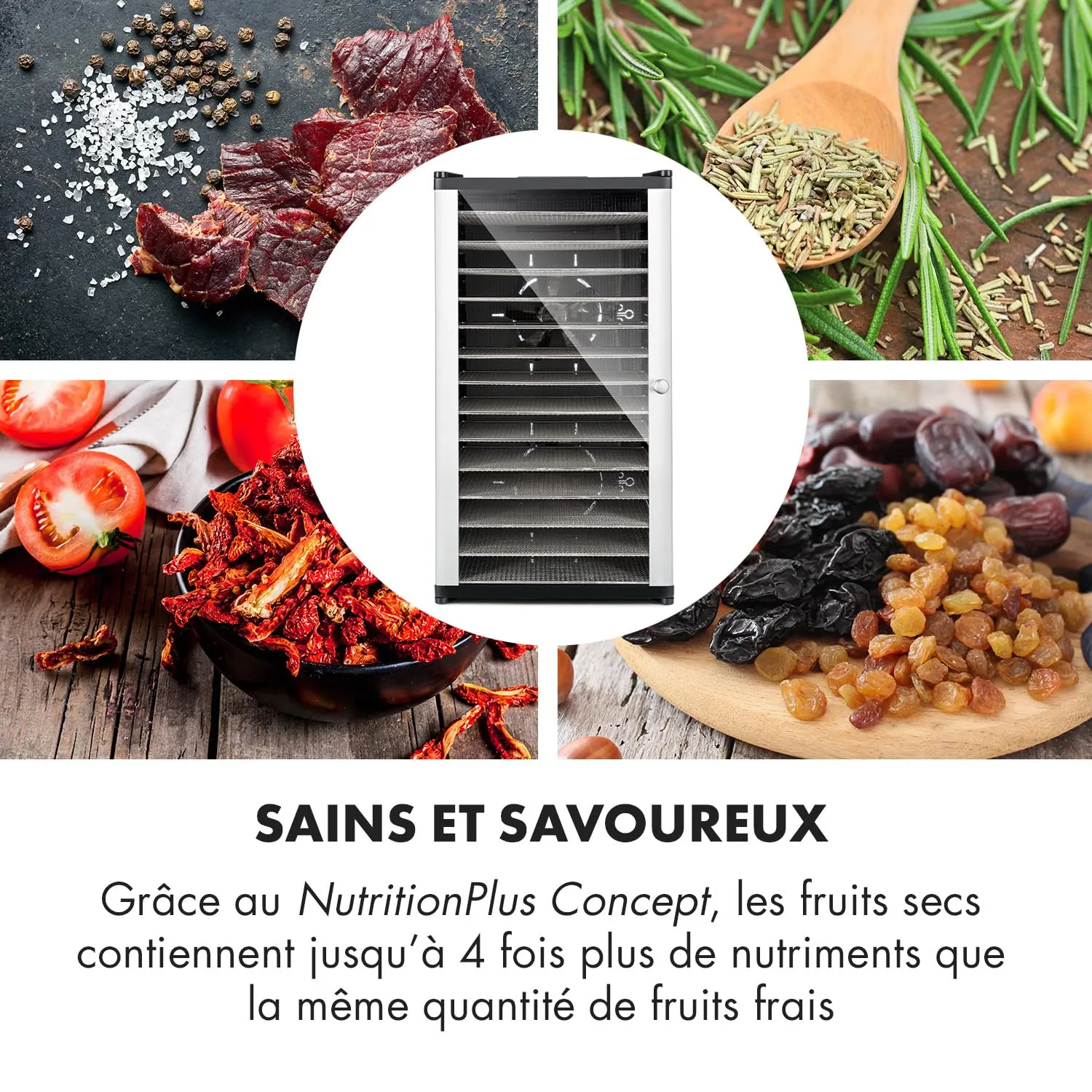 Klarstein Fruit Jerky 14 déshydrateur 14 étages 1000 W noir
