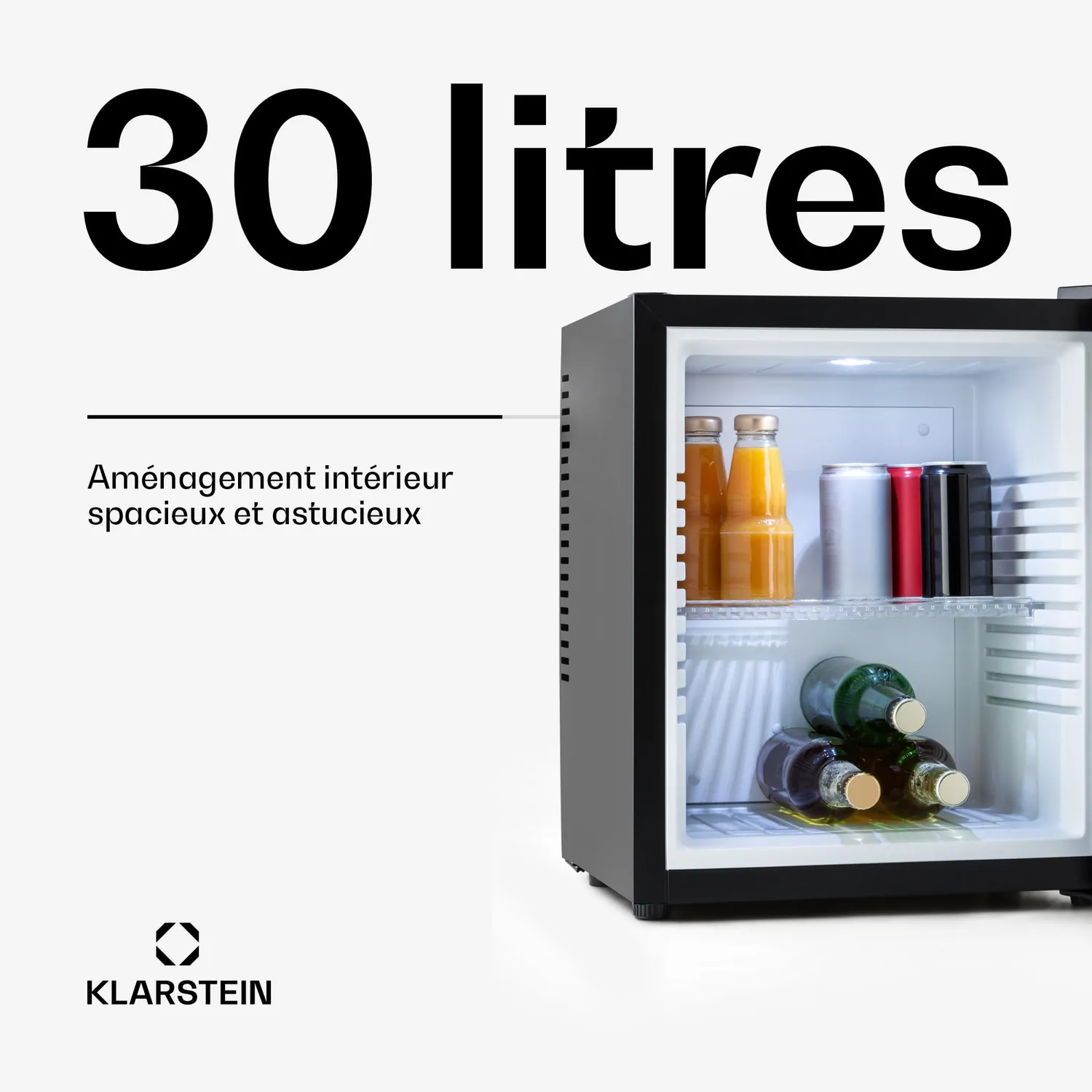 Klarstein Mini Frigo 30 L Noir silencieux 5-15°C