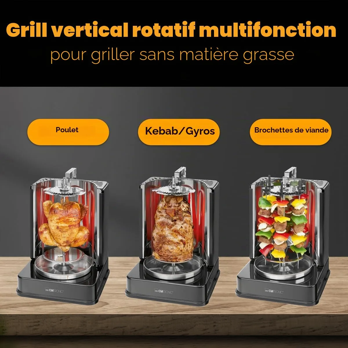 Clatronic DVG 3686 grill vertical kebab 1400 W