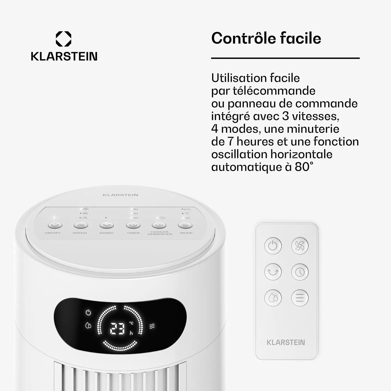 Klarstein Frost rafraîchisseur air 7 L blanc 20 m² télécommande