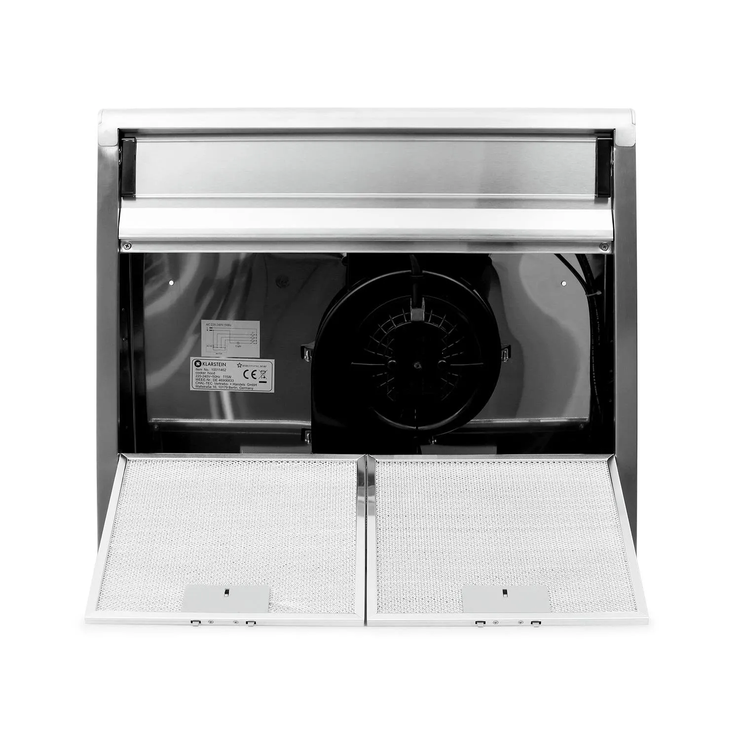Klarstein UW60SR hotte casquette 60 cm inox 190 m3/h