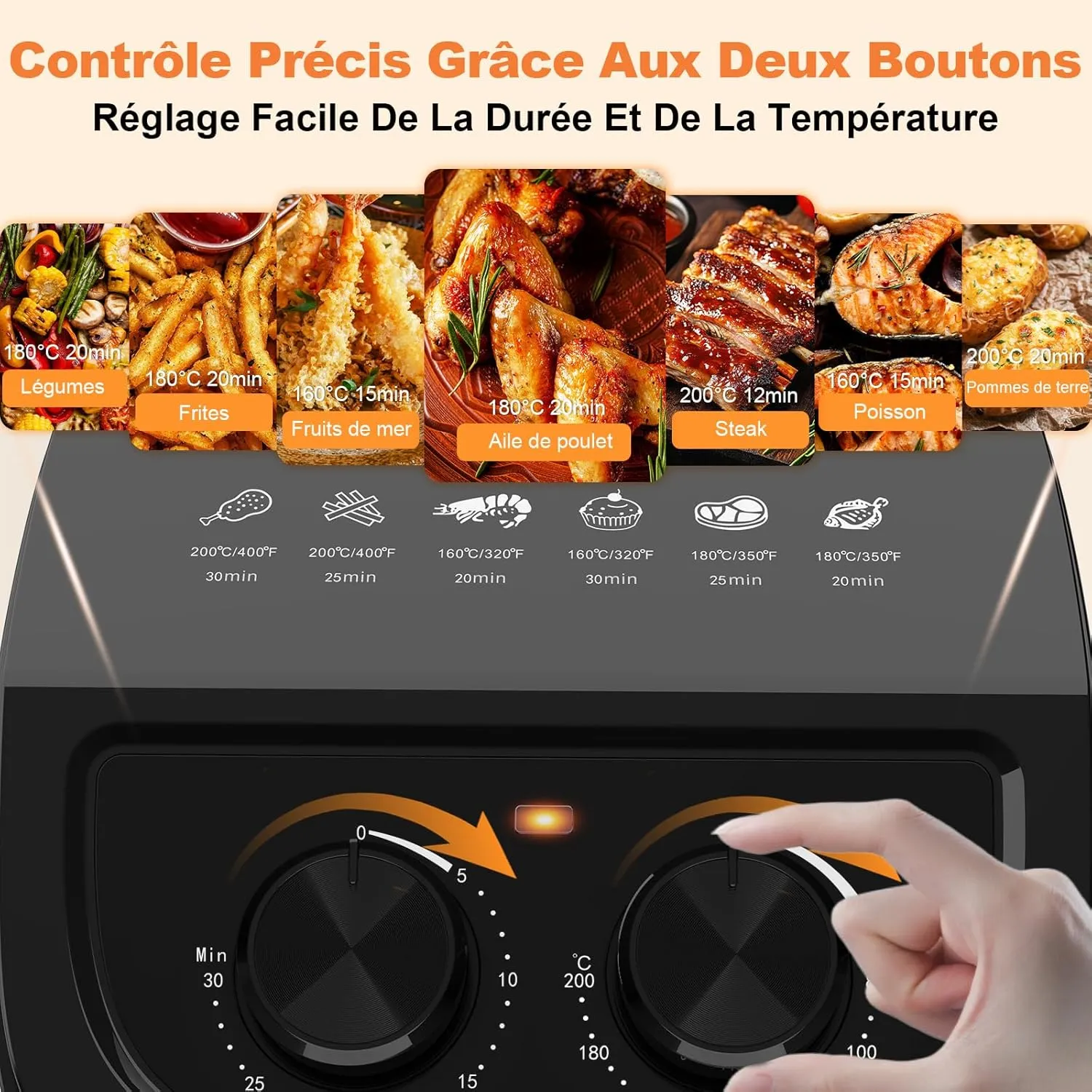 YASHE air fryer compact 2,3 L sans huile inox 1-2 pers.