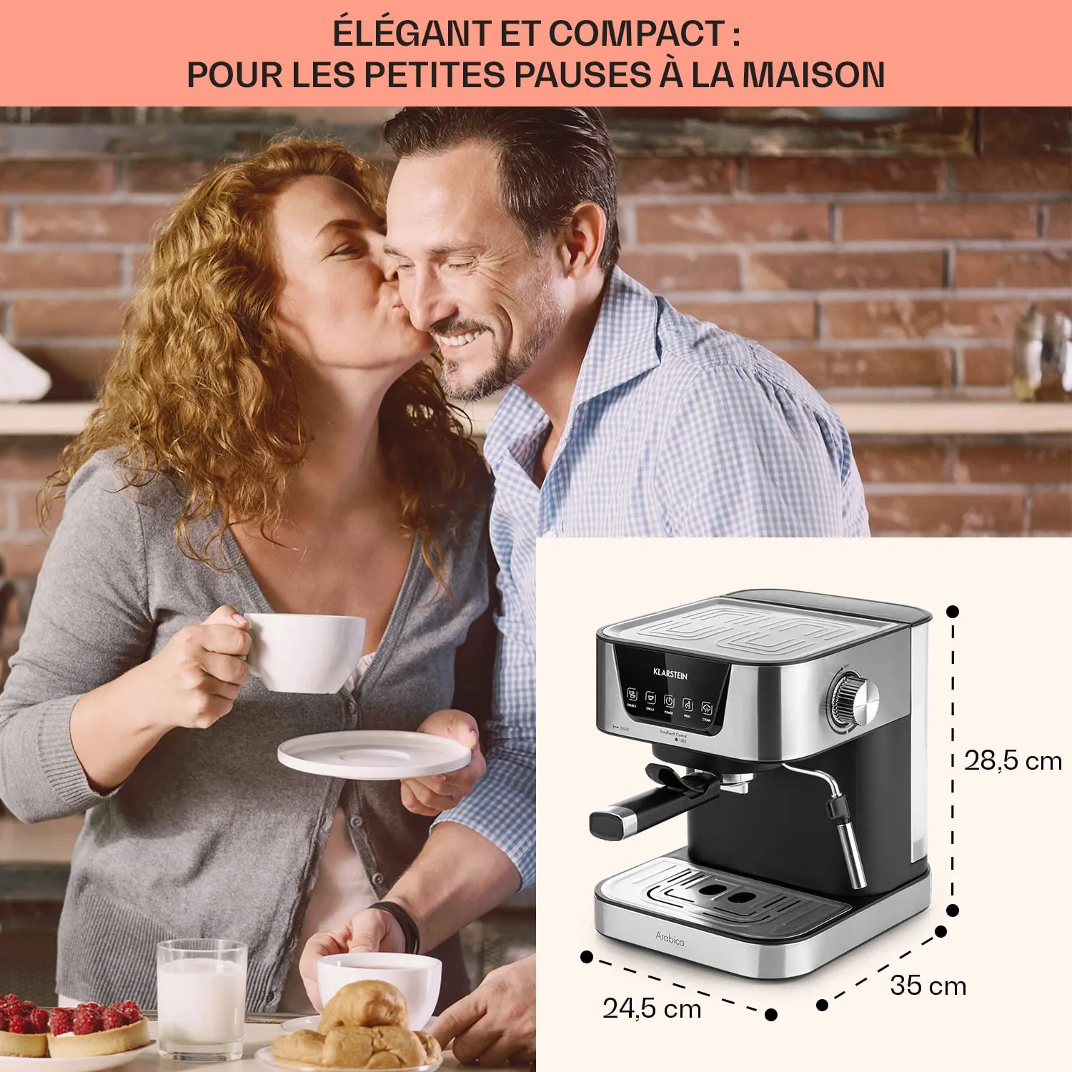 Klarstein machine expresso 15 bars 1,5 L inox 1050 W