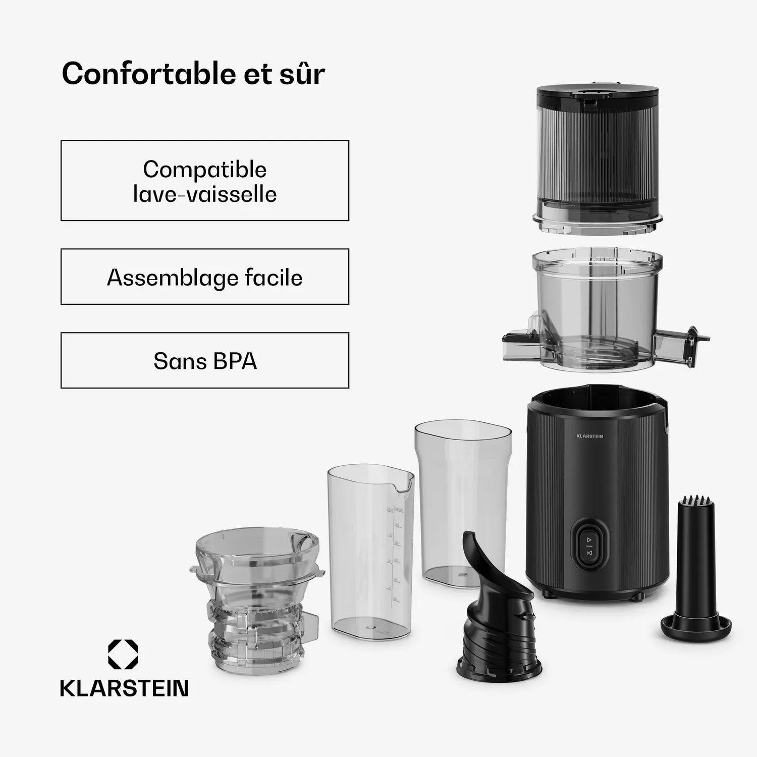 Klarstein Wavyn extracteur jus 300W 55 tr/min sans BPA