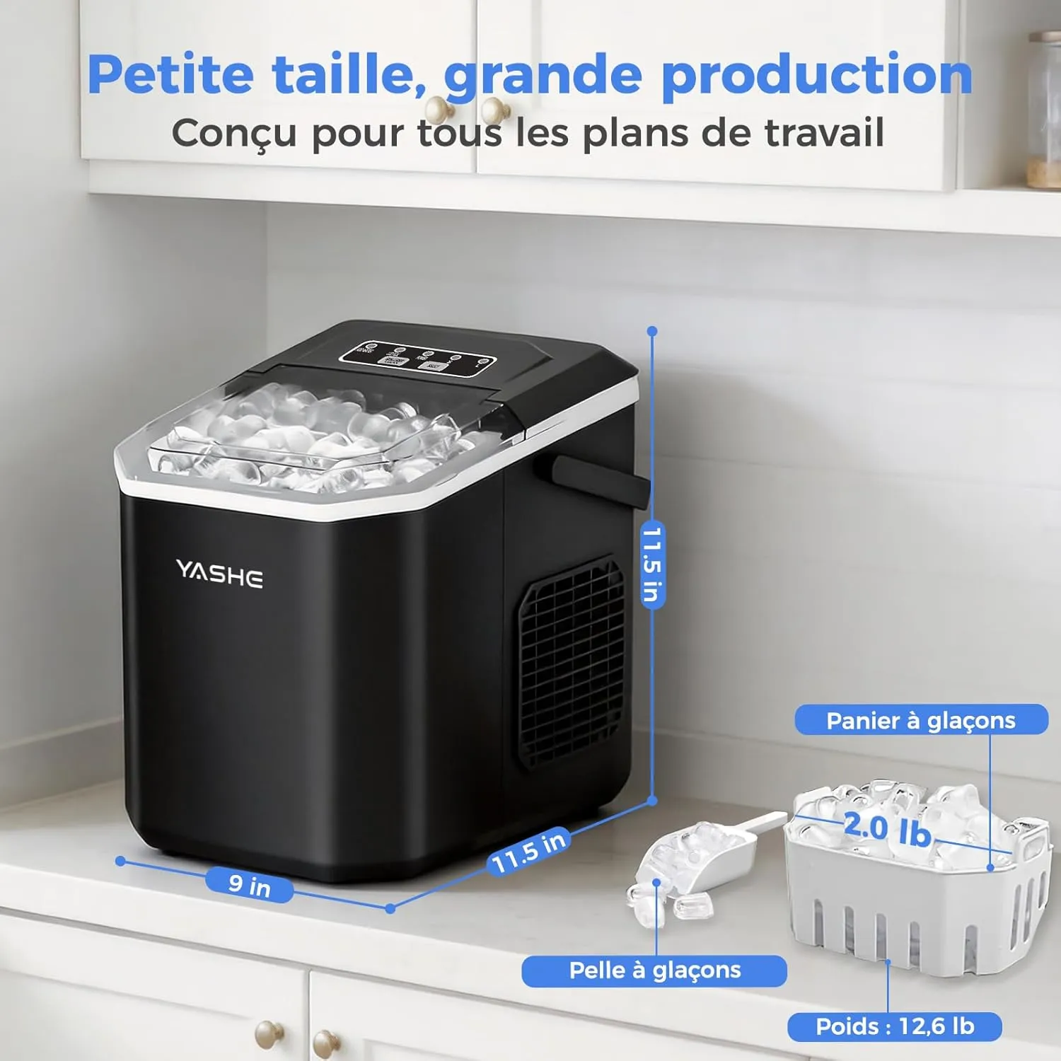 YASHE Machine à Glaçons Sphères 2 Tailles Portable