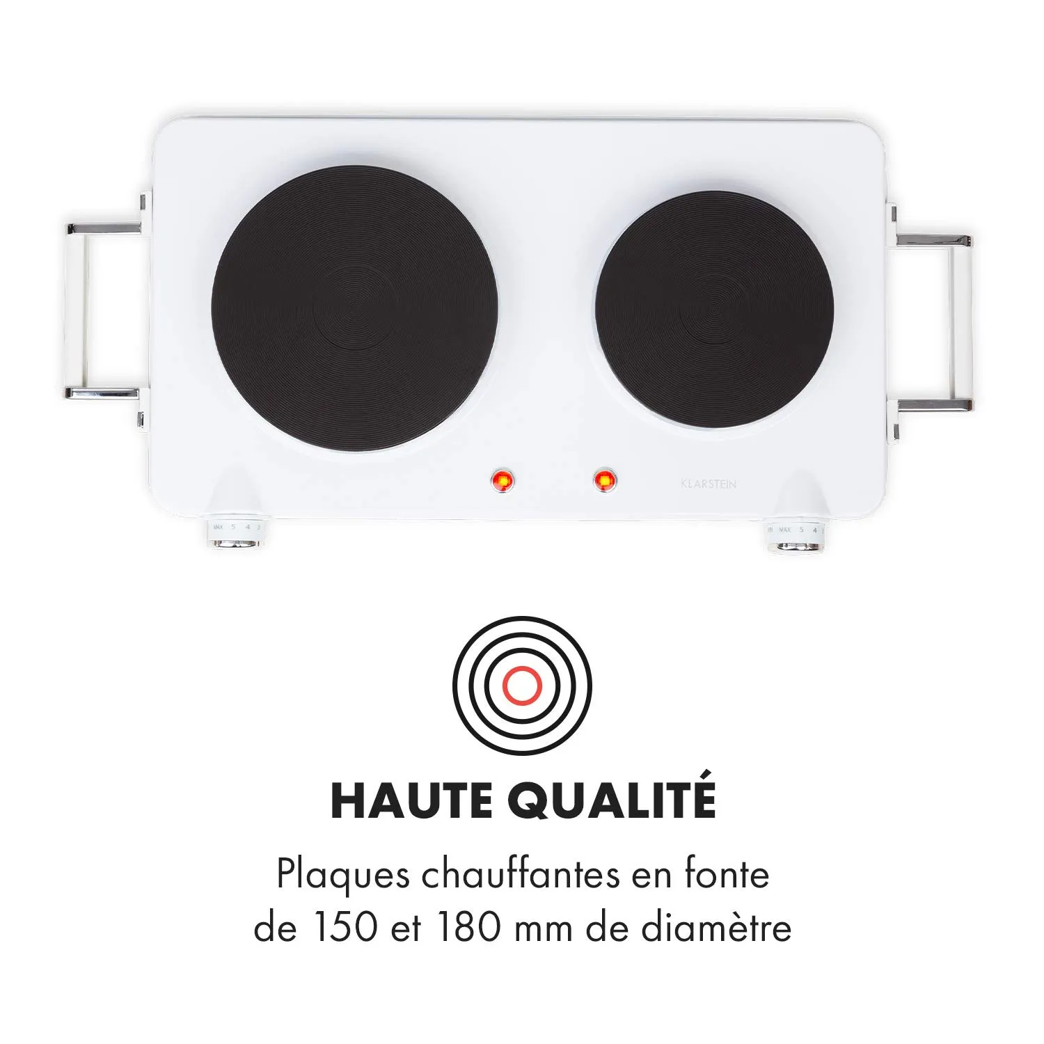 Klarstein Cookorama plaque de cuisson électrique double blanche
