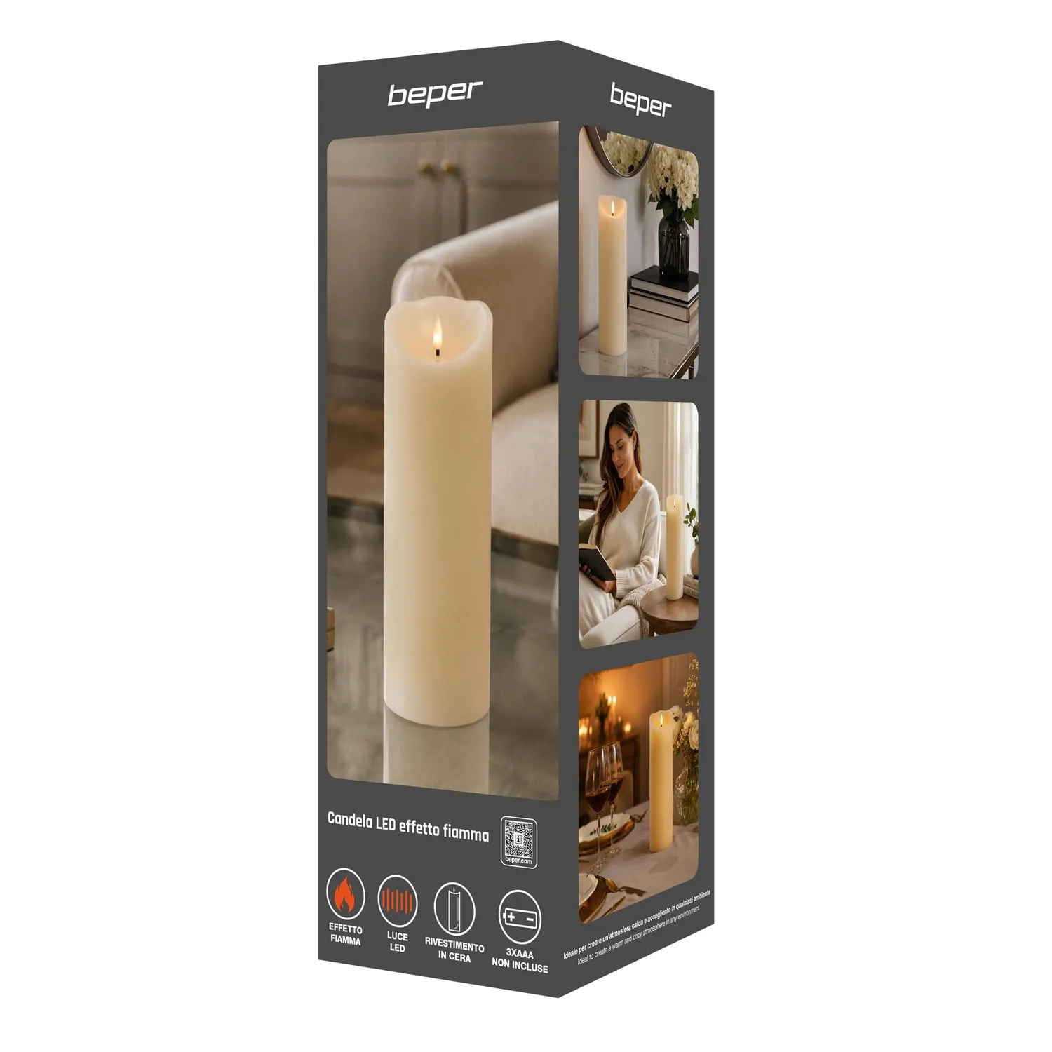 Beper P207ILI601 ALTEA bougie LED cire piles AAA