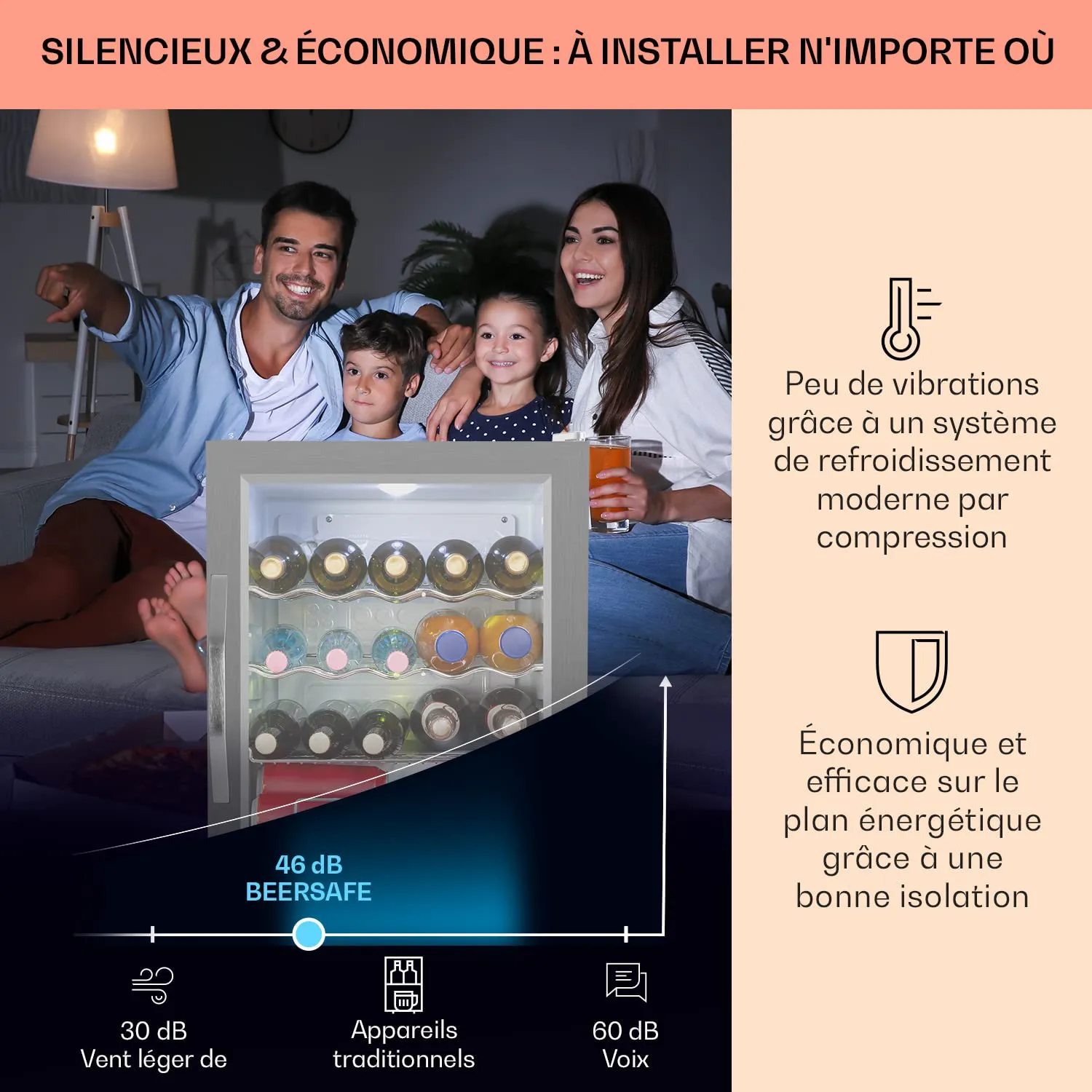Klarstein Mini Frigo Bar 60L vitré inox