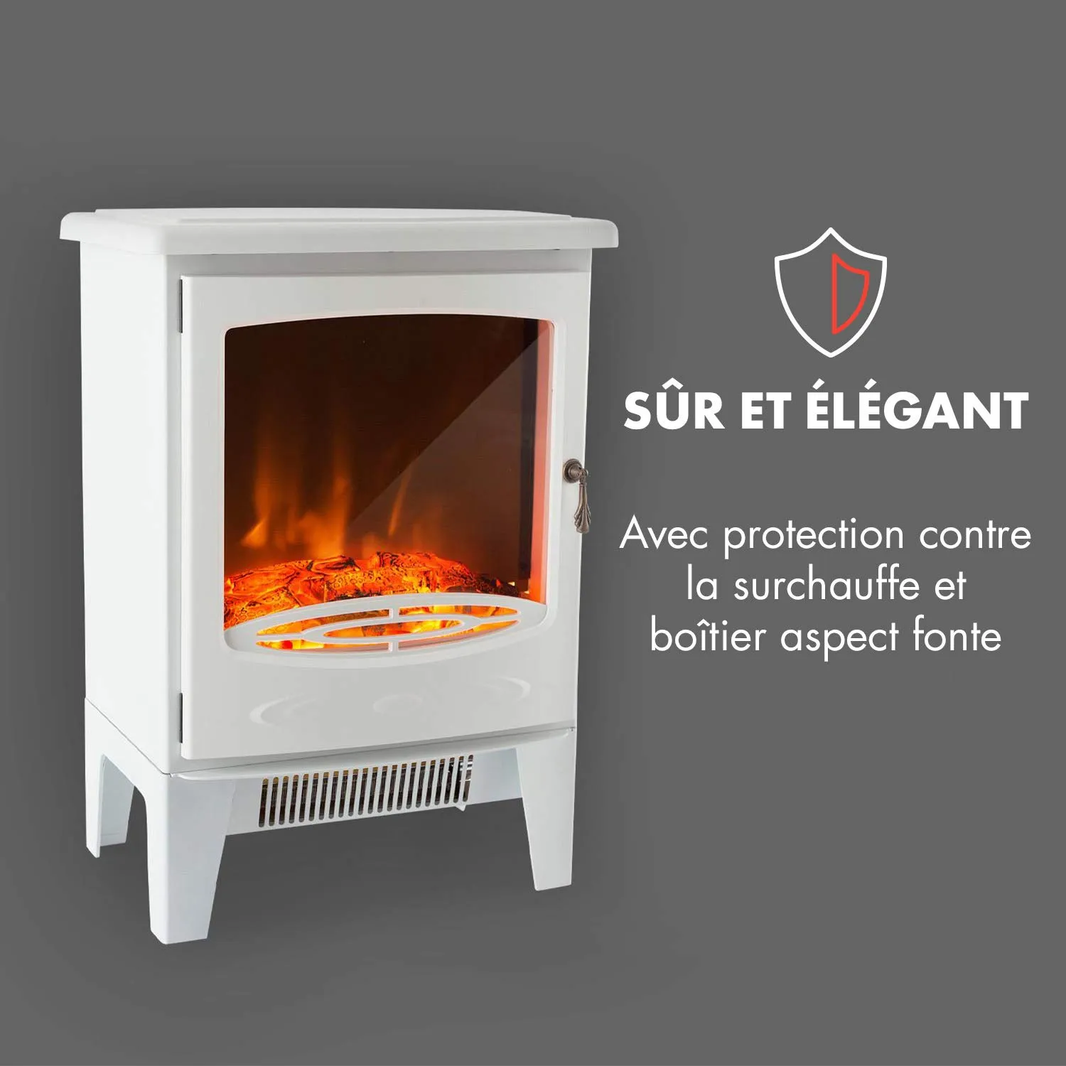 Klarstein Meran cheminée électrique blanche 1850W flamme